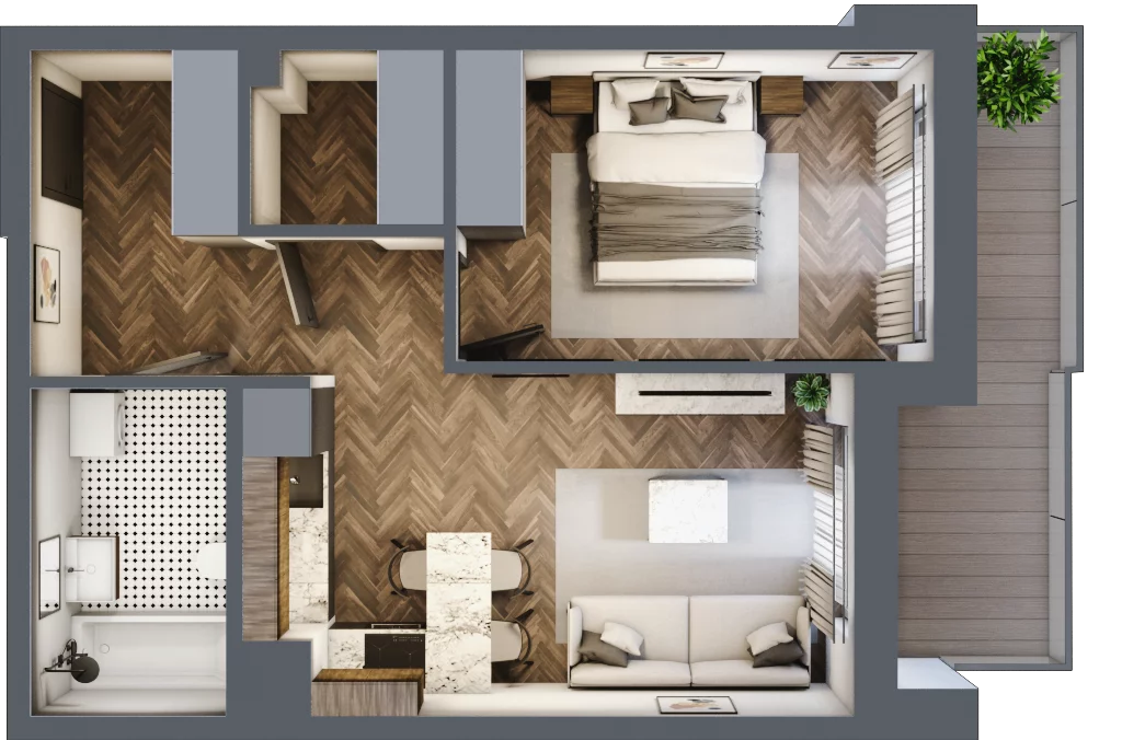 2 pokoje, mieszkanie 41,86 m², piętro 6, oferta nr ONH-B-KLM12-LM52, Osiedle Nowe Horyzonty - etap III, Bydgoszcz, Bartodzieje, ul. Mała 12-14