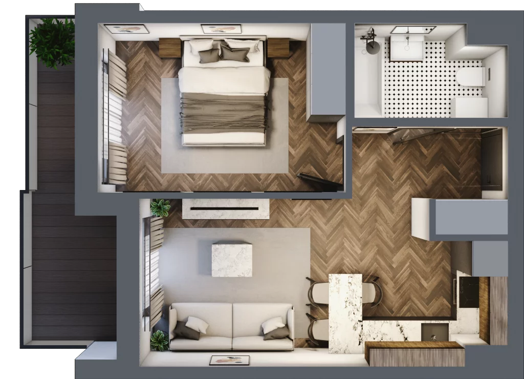 2 pokoje, mieszkanie 36,02 m², piętro 6, oferta nr ONH-B-KLM12-LM55, Osiedle Nowe Horyzonty - etap III, Bydgoszcz, Bartodzieje, ul. Mała 12-14