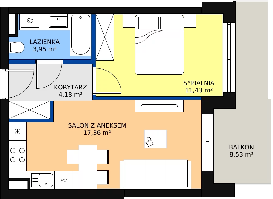 Zalety mieszkania 36.92 m², ONH-B-KLM12-LM61