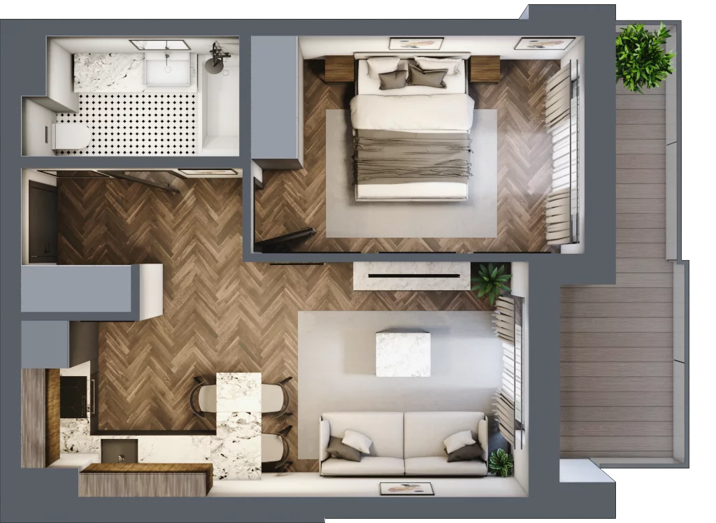 2 pokoje, mieszkanie 36,92 m², piętro 6, oferta nr ONH-B-KLM12-LM61, Osiedle Nowe Horyzonty - etap III, Bydgoszcz, Bartodzieje, ul. Mała 12-14