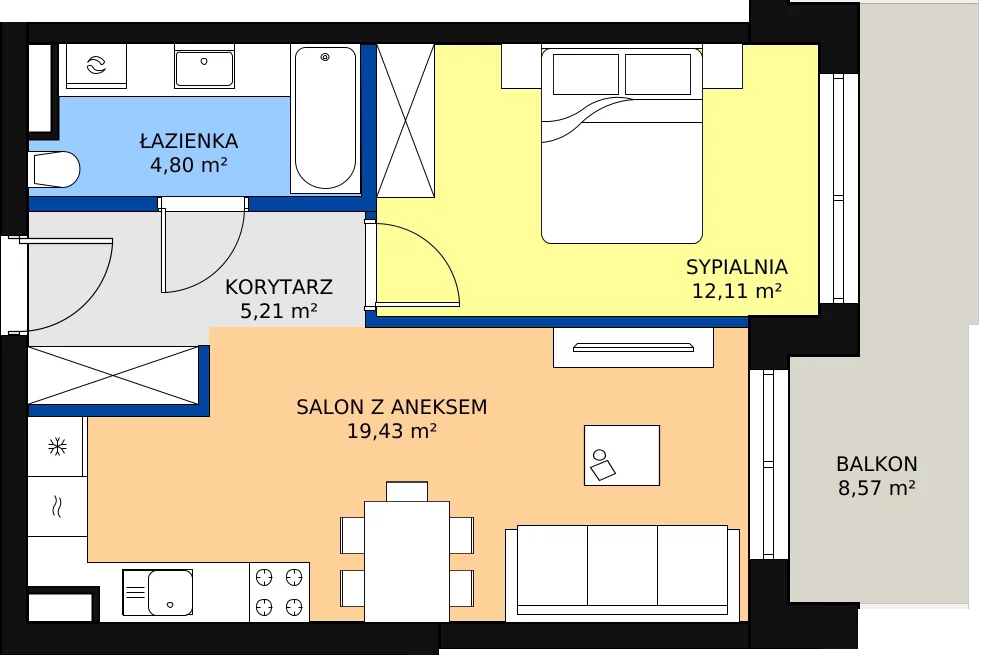 Zalety mieszkania 41.55 m², ONH-B-KLM14-LM57