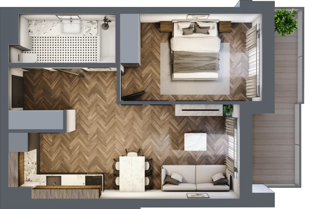 2 pokoje, mieszkanie 41,55 m², piętro 6, oferta nr ONH-B-KLM14-LM57, Osiedle Nowe Horyzonty - etap III, Bydgoszcz, Bartodzieje, ul. Mała 12-14