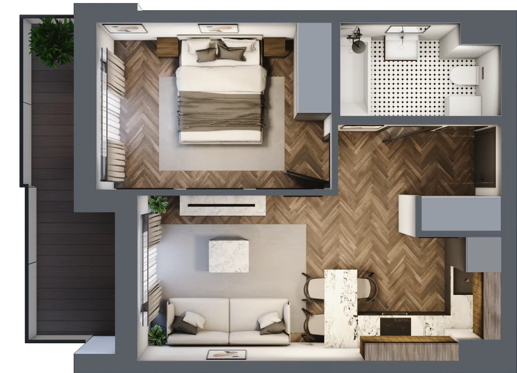2 pokoje, mieszkanie 36,00 m², piętro 7, oferta nr ONH-B-KLM12-LM65, Osiedle Nowe Horyzonty - etap III, Bydgoszcz, Bartodzieje, ul. Mała 12-14