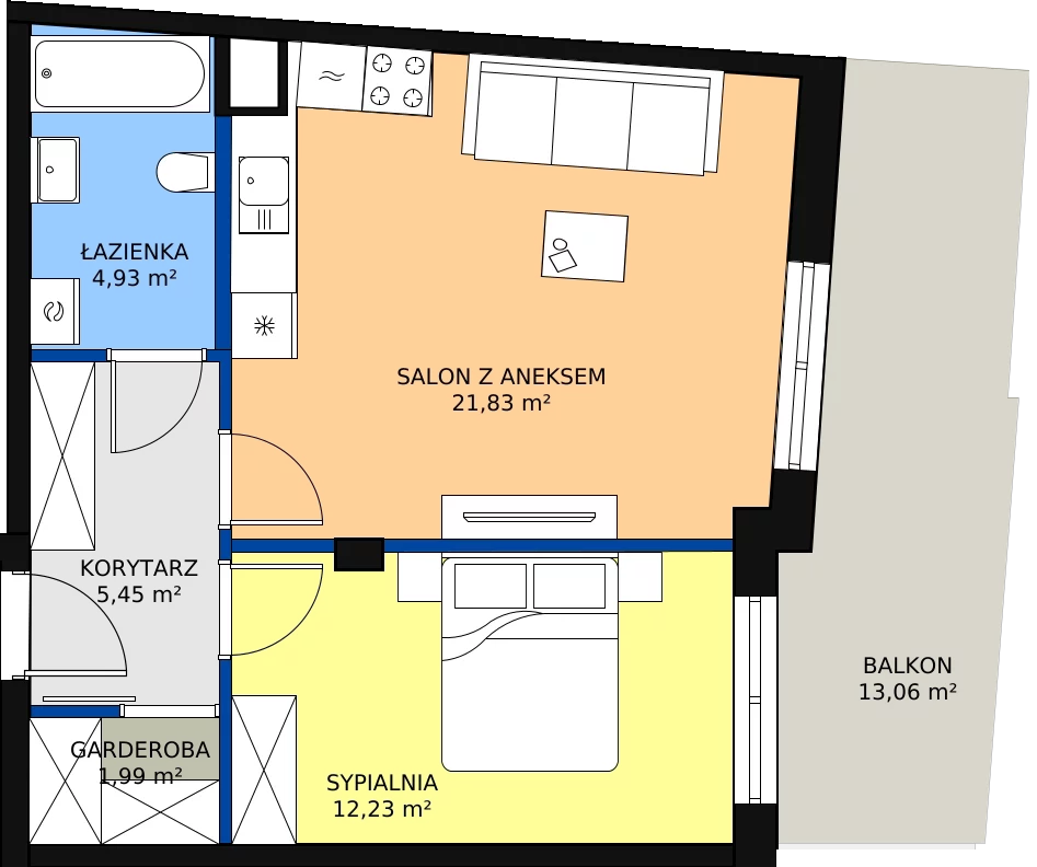 Zalety mieszkania 46.43 m², ONH-B-KLM12-LM69