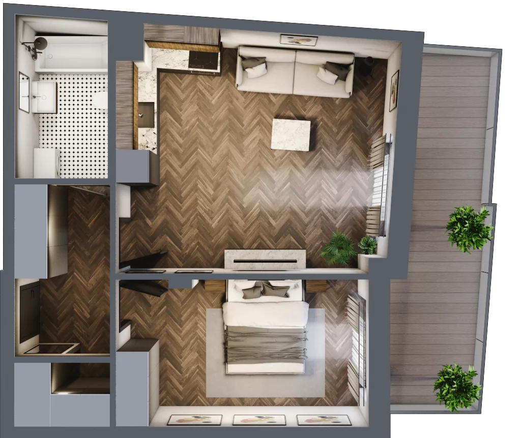 2 pokoje, mieszkanie 46,43 m², piętro 7, oferta nr ONH-B-KLM12-LM69, Osiedle Nowe Horyzonty - etap III, Bydgoszcz, Bartodzieje, ul. Mała 12-14