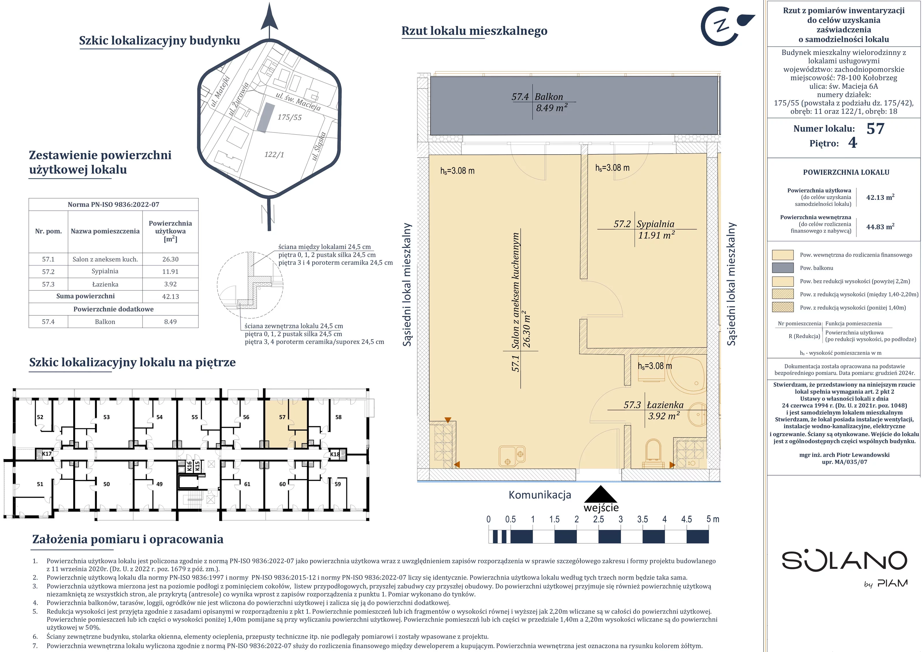 2 pokoje, mieszkanie 44,83 m², piętro 4, oferta nr 57, Solano Kołobrzeg, Kołobrzeg, ul. Św. Macieja 6A