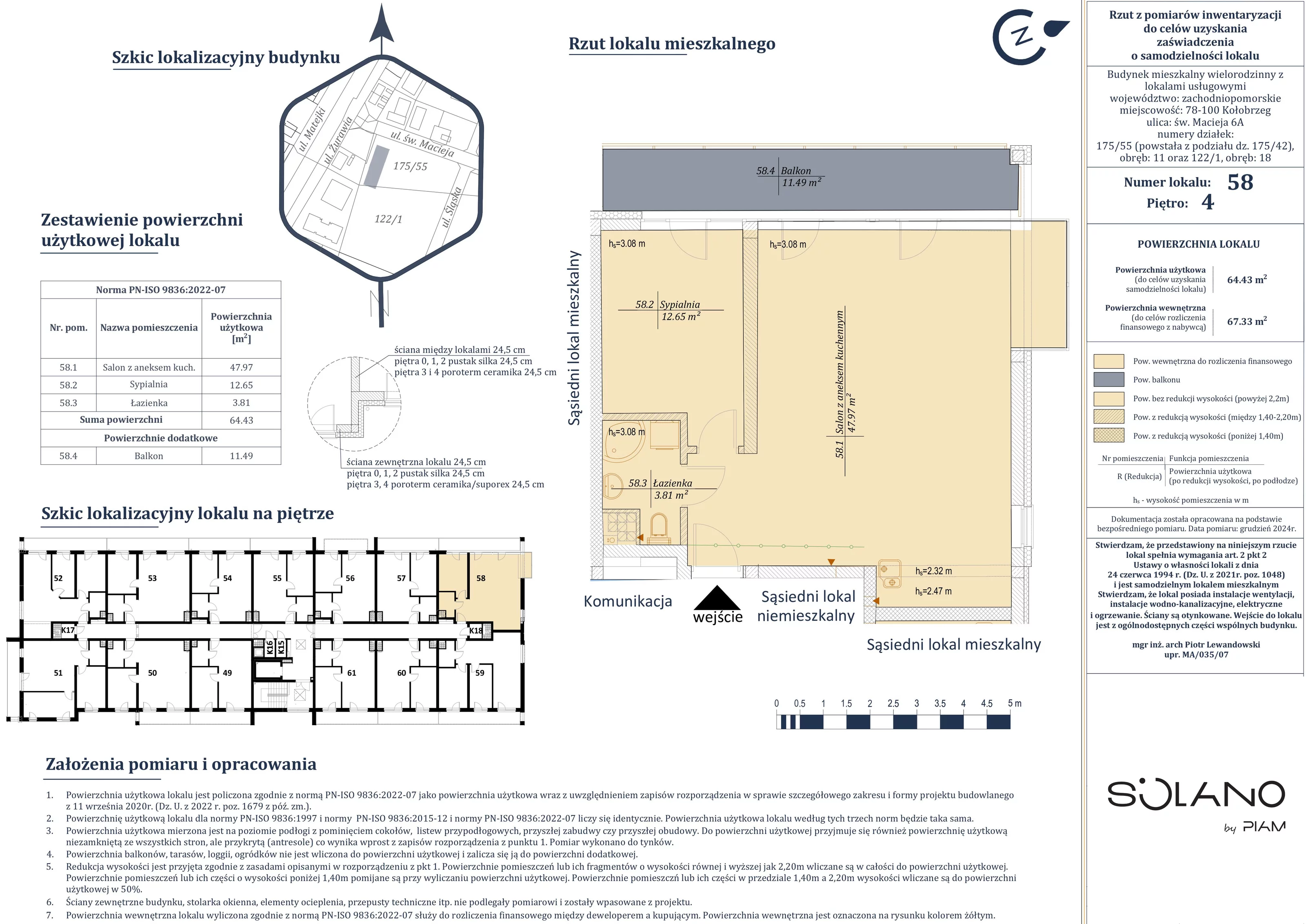 2 pokoje, mieszkanie 67,33 m², piętro 4, oferta nr 58, Solano Kołobrzeg, Kołobrzeg, ul. Św. Macieja 6A