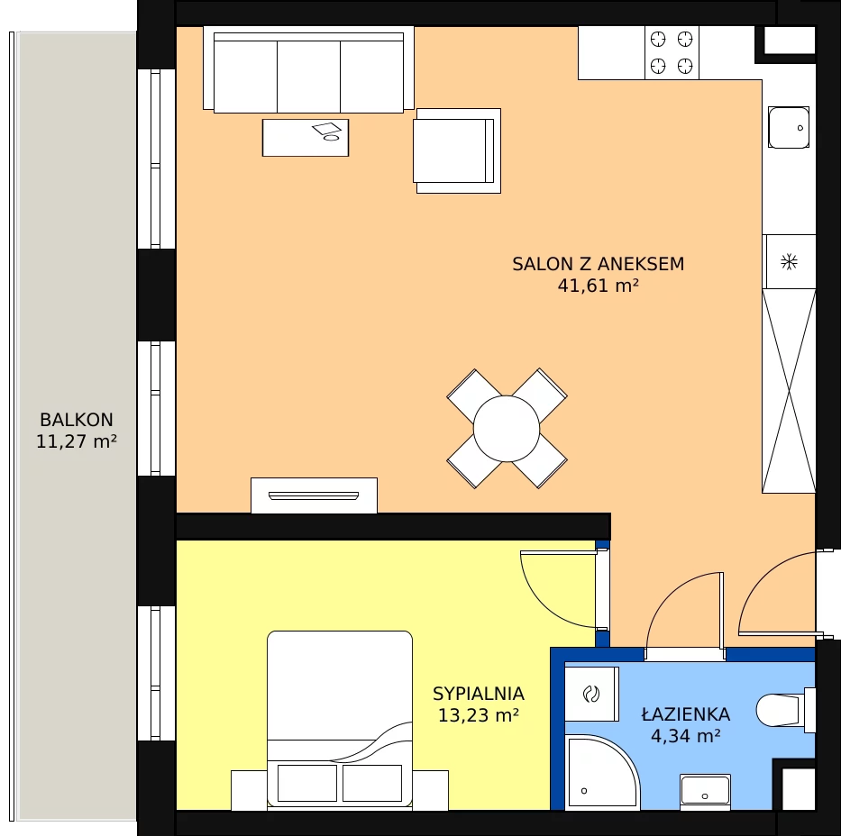 Zalety mieszkania 61.74 m², 14
