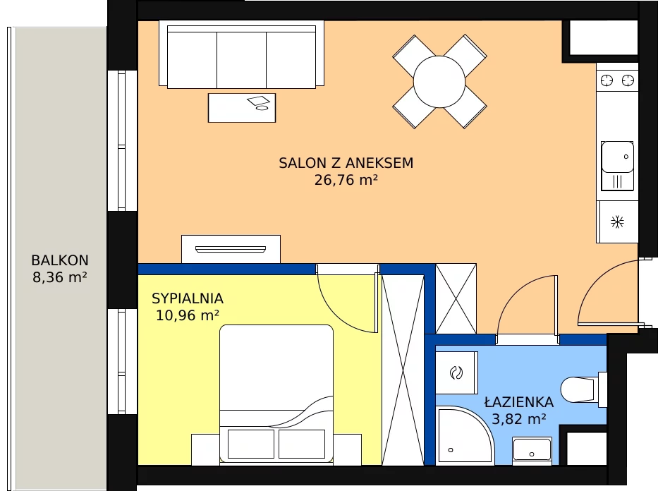 Zalety mieszkania 44.2 m², 54