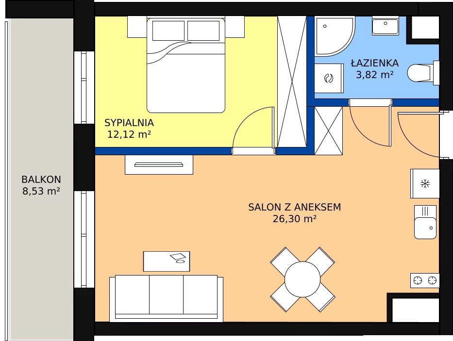 Zalety mieszkania 44.84 m², 55