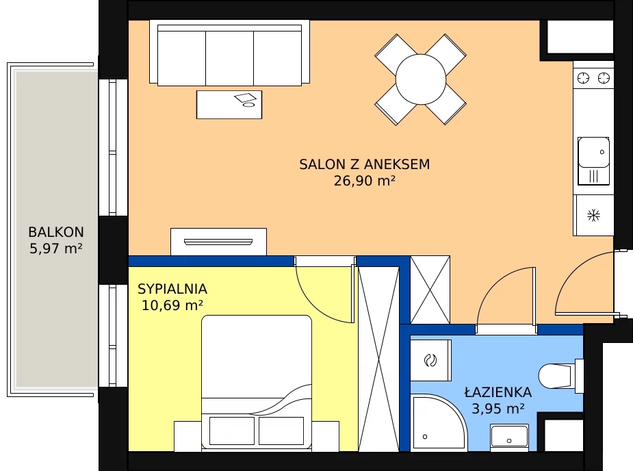 Zalety apartamentu 44.15 m², 56