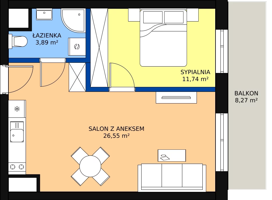 Zalety mieszkania 44.96 m², 60