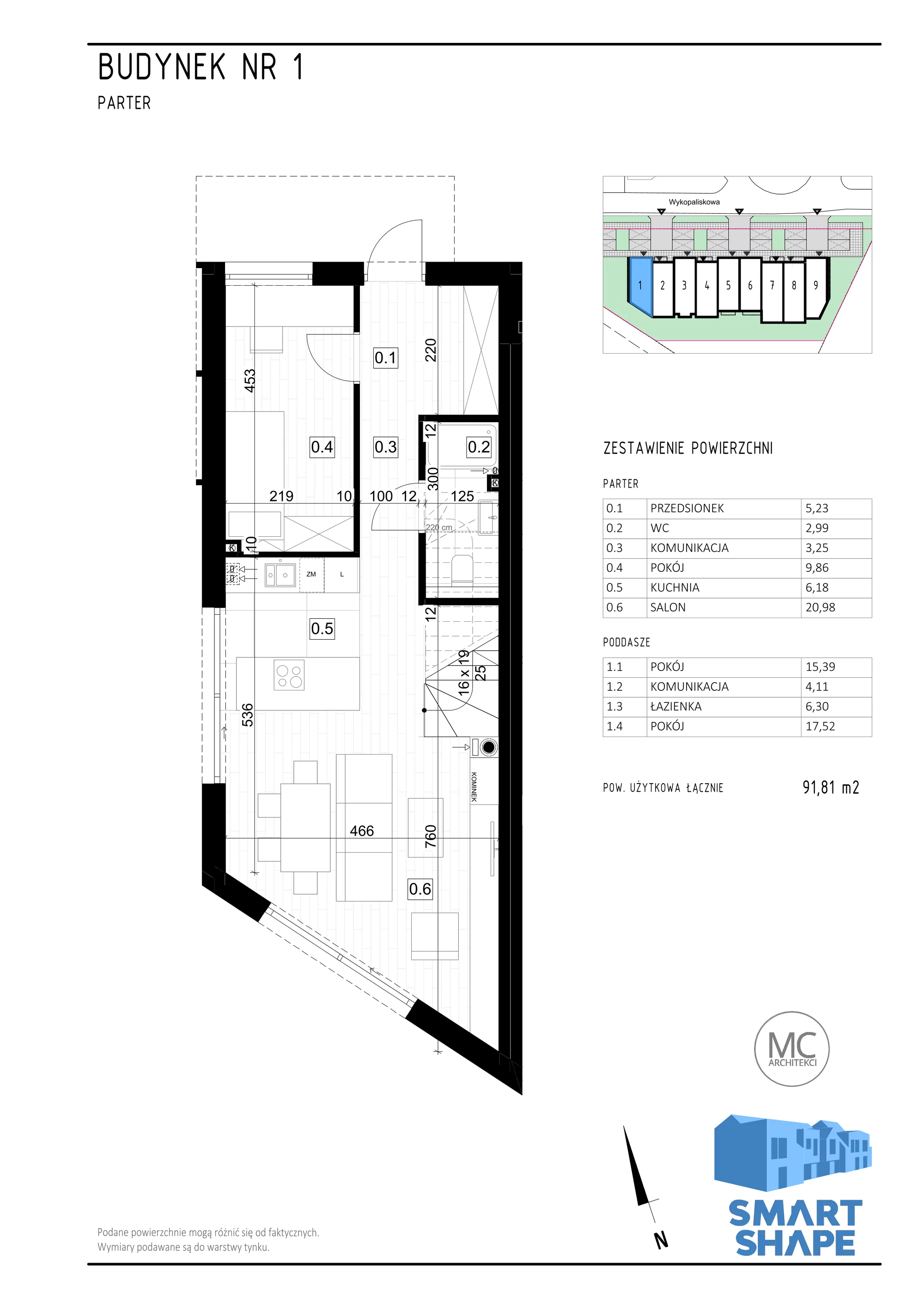 Dom 91,81 m², oferta nr 1B, Smart Shape, Mierzyn, ul. Wykopaliskowa 17