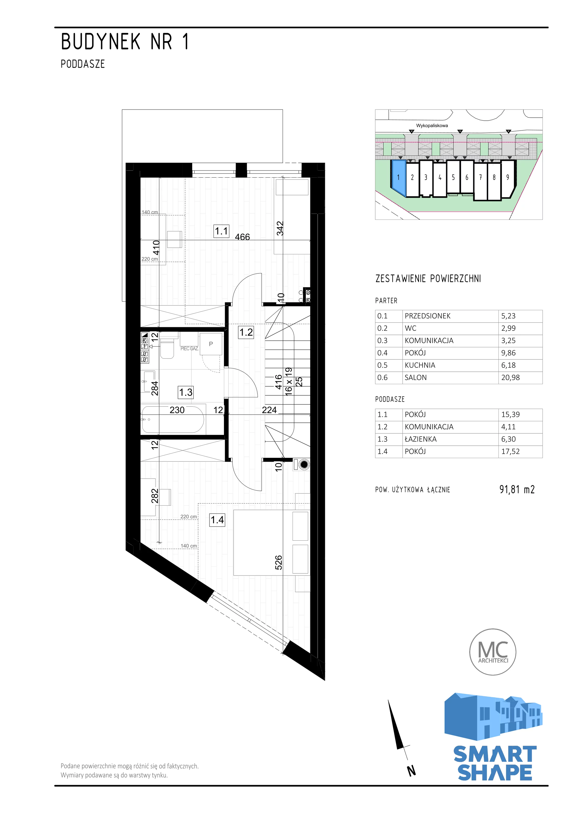 Dom 91,81 m², oferta nr 1B, Smart Shape, Mierzyn, ul. Wykopaliskowa 17