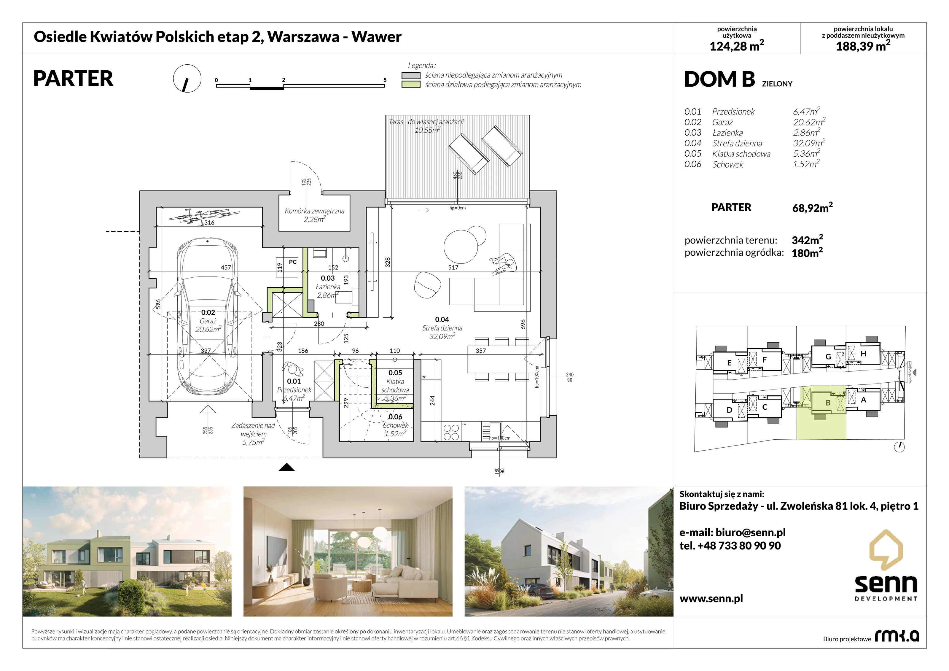 Dom 126,17 m², oferta nr II. B, Osiedle Kwiatów Polskich | Etapy 2 i 3, Warszawa, Wawer, Zerzeń, ul. Kwiatów Polskich 16