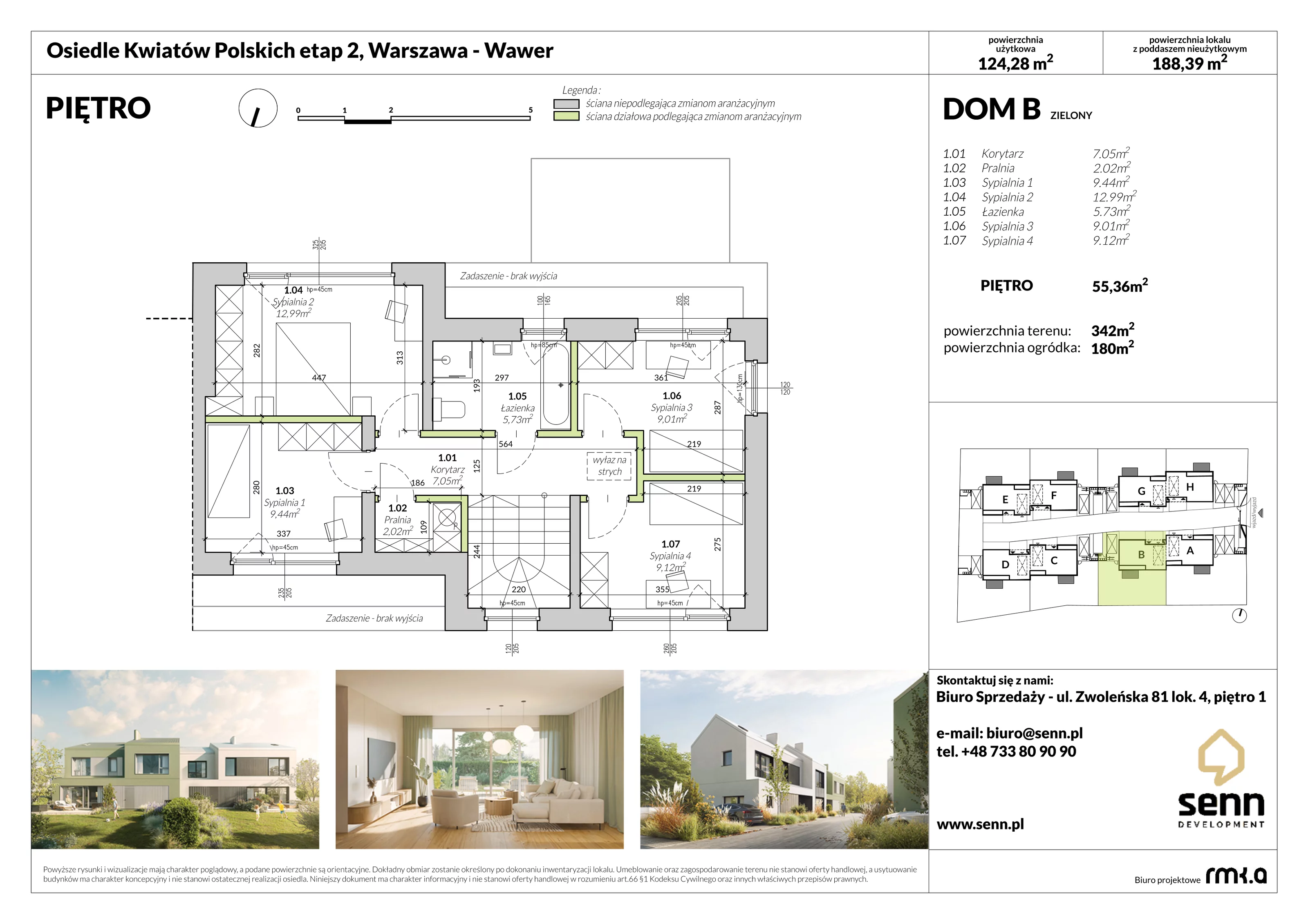 Dom 126,17 m², oferta nr II. B, Osiedle Kwiatów Polskich | Etapy 2 i 3, Warszawa, Wawer, Zerzeń, ul. Kwiatów Polskich 16