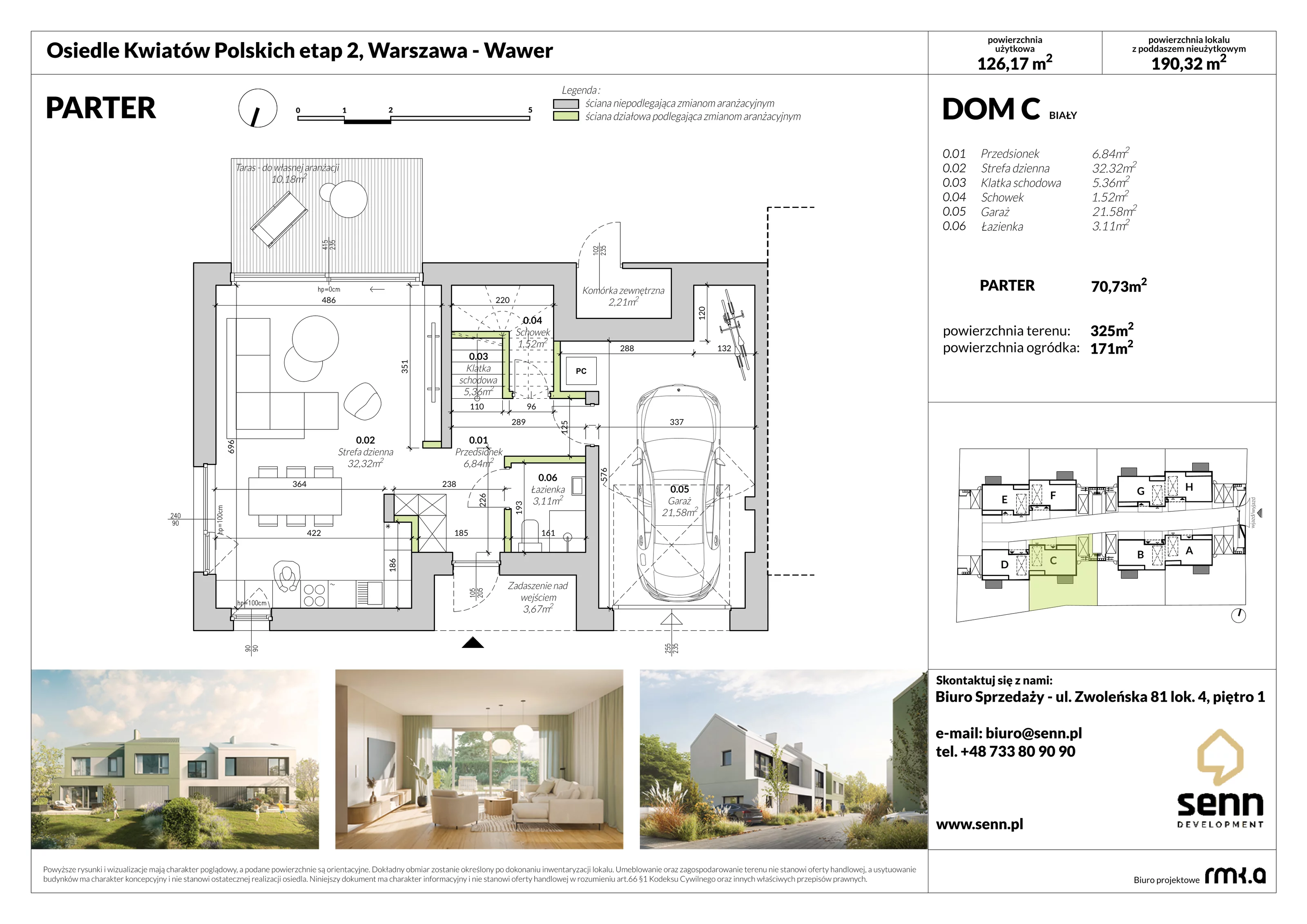 Dom 124,28 m², oferta nr II. C, Osiedle Kwiatów Polskich | Etapy 2 i 3, Warszawa, Wawer, Zerzeń, ul. Kwiatów Polskich 16