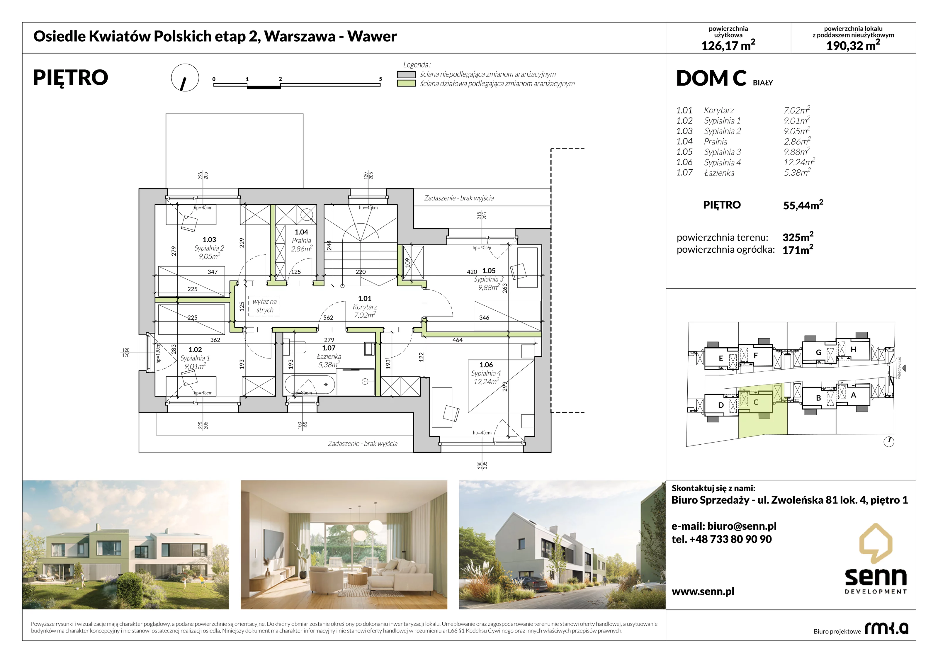 Dom 124,28 m², oferta nr II. C, Osiedle Kwiatów Polskich | Etapy 2 i 3, Warszawa, Wawer, Zerzeń, ul. Kwiatów Polskich 16