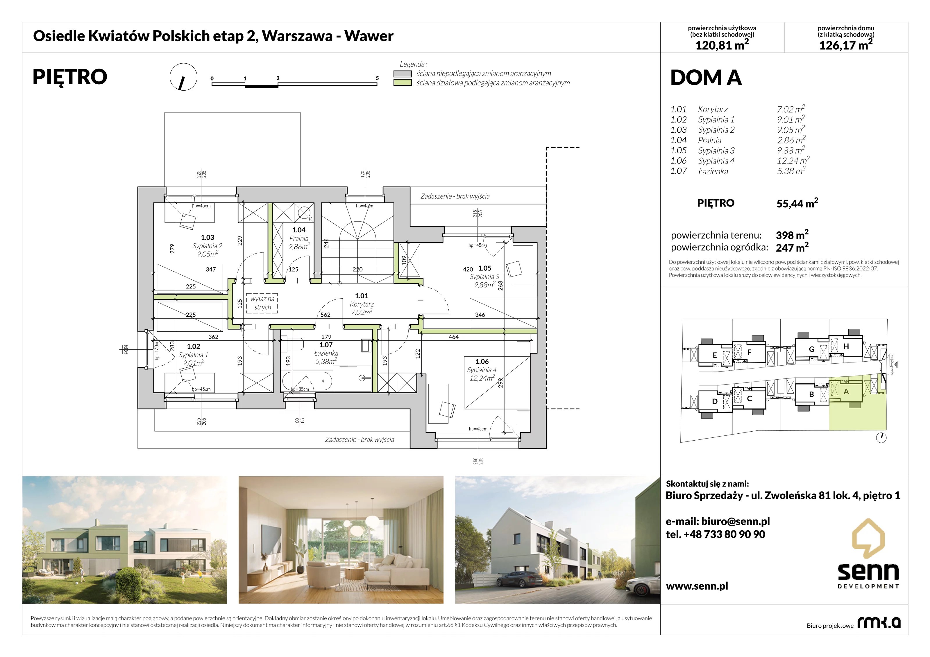 Dom i rezydencja 124,28 m², oferta nr II. A, Osiedle Kwiatów Polskich | Etapy 2 i 3, Warszawa, Wawer, Zerzeń, ul. Kwiatów Polskich 16