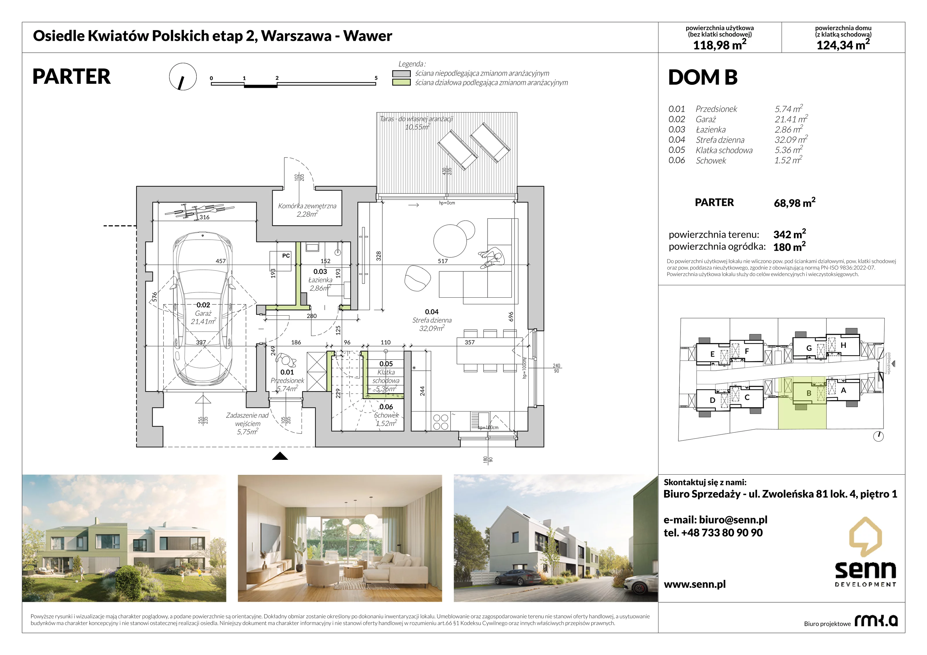 Dom 126,17 m², oferta nr II. B, Osiedle Kwiatów Polskich | Etapy 2 i 3, Warszawa, Wawer, Zerzeń, ul. Kwiatów Polskich 16