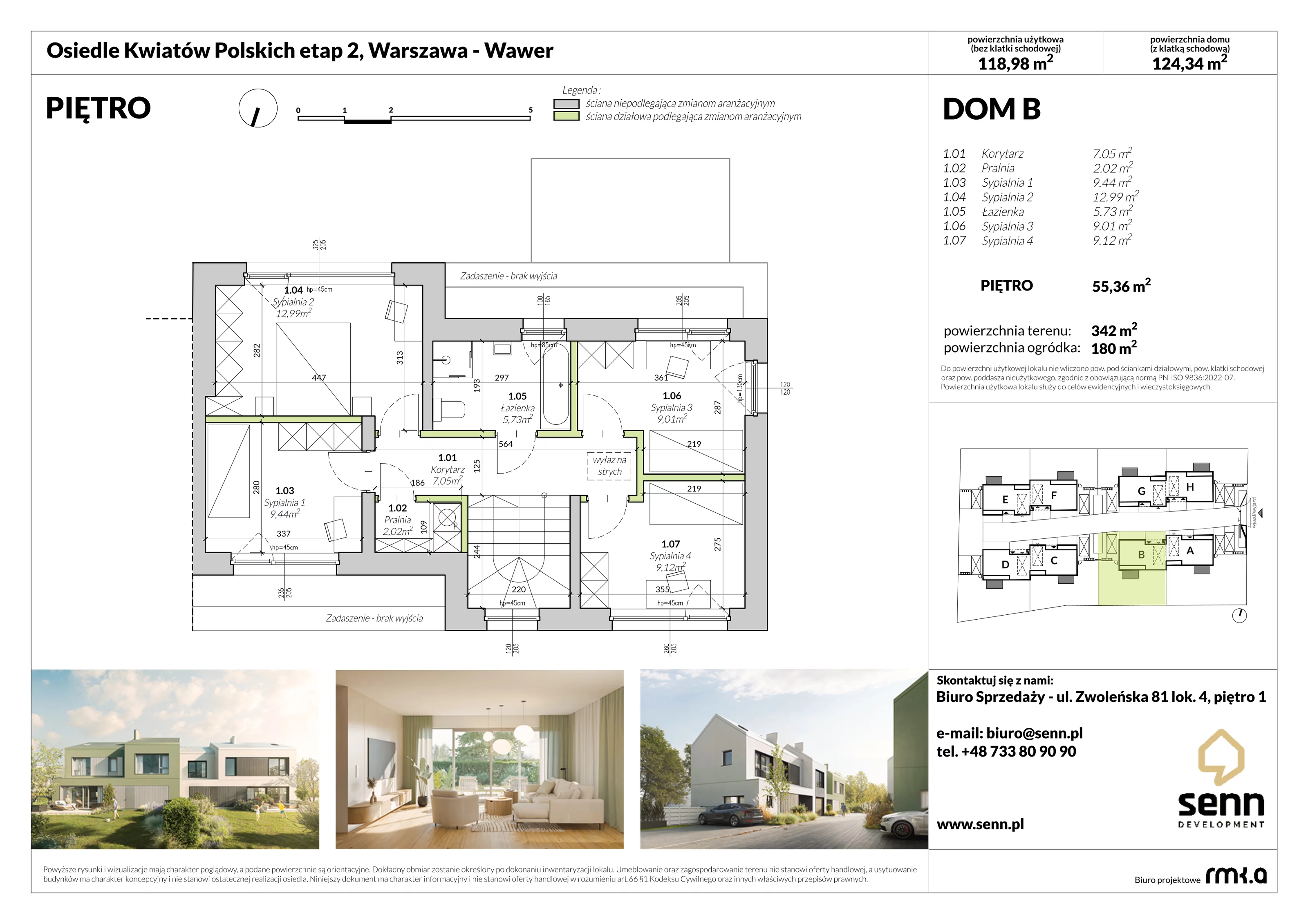 Dom 126,17 m², oferta nr II. B, Osiedle Kwiatów Polskich | Etapy 2 i 3, Warszawa, Wawer, Zerzeń, ul. Kwiatów Polskich 16
