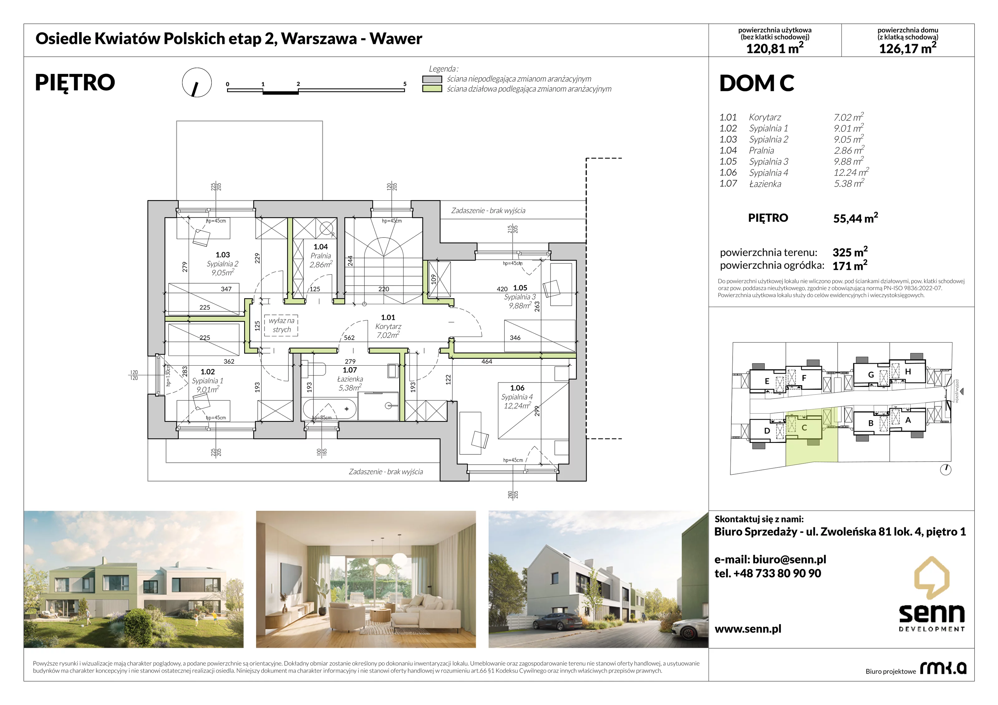 Dom 124,28 m², oferta nr II. C, Osiedle Kwiatów Polskich | Etapy 2 i 3, Warszawa, Wawer, Zerzeń, ul. Kwiatów Polskich 16