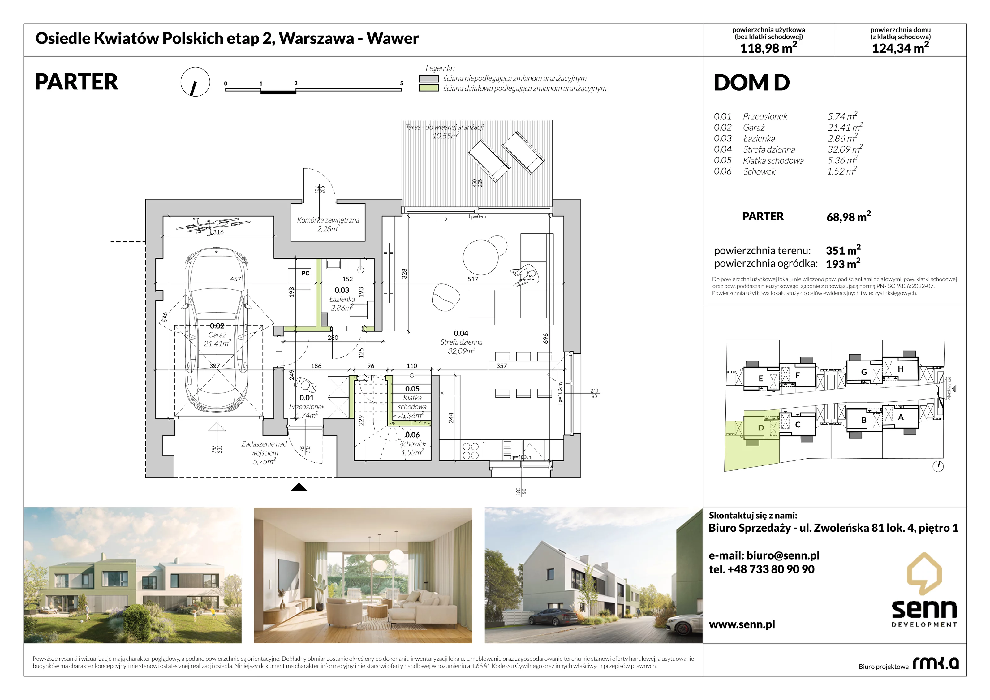 Dom i rezydencja 126,17 m², oferta nr II. D, Osiedle Kwiatów Polskich | Etapy 2 i 3, Warszawa, Wawer, Zerzeń, ul. Kwiatów Polskich 16