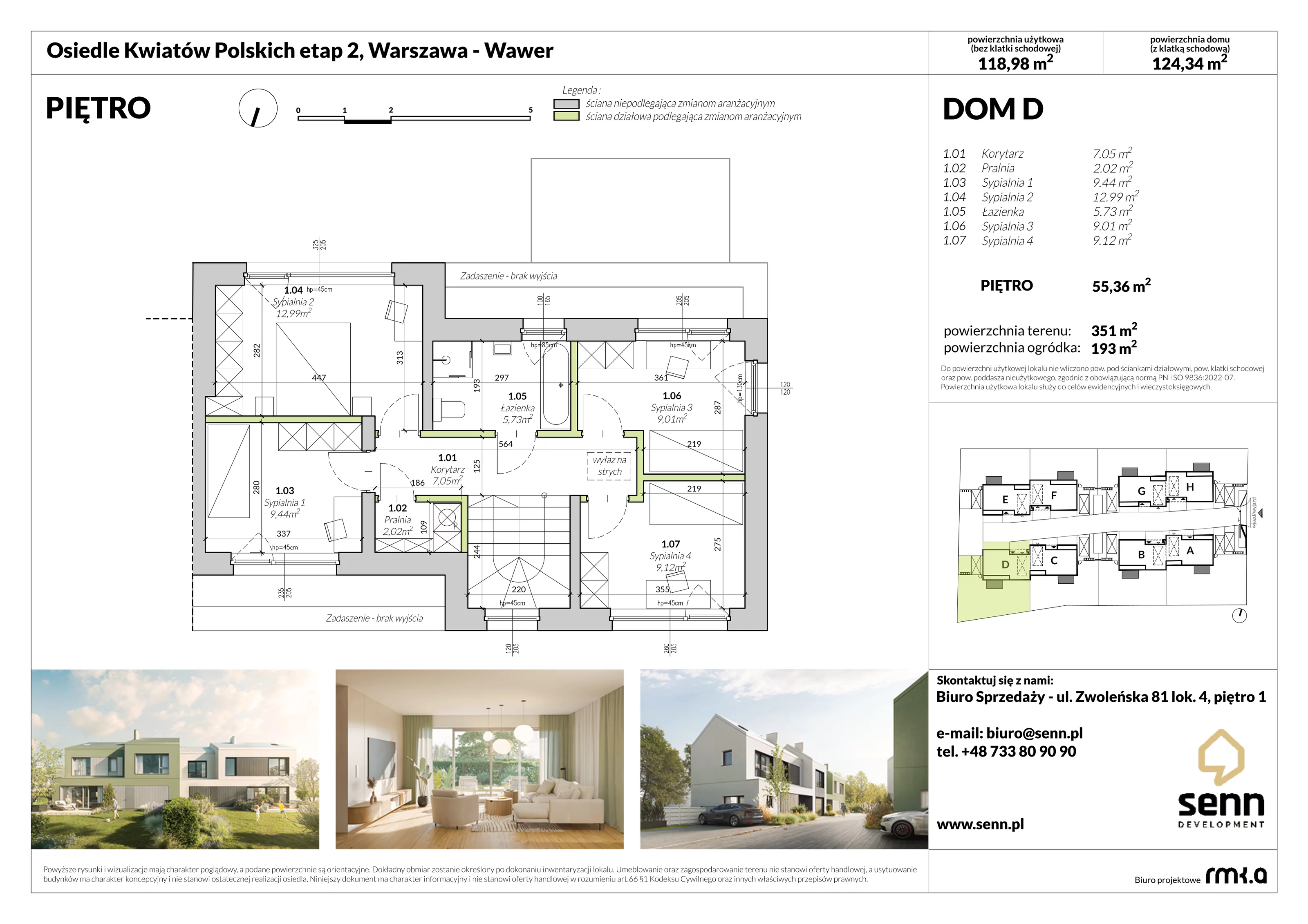 Dom i rezydencja 126,17 m², oferta nr II. D, Osiedle Kwiatów Polskich | Etapy 2 i 3, Warszawa, Wawer, Zerzeń, ul. Kwiatów Polskich 16