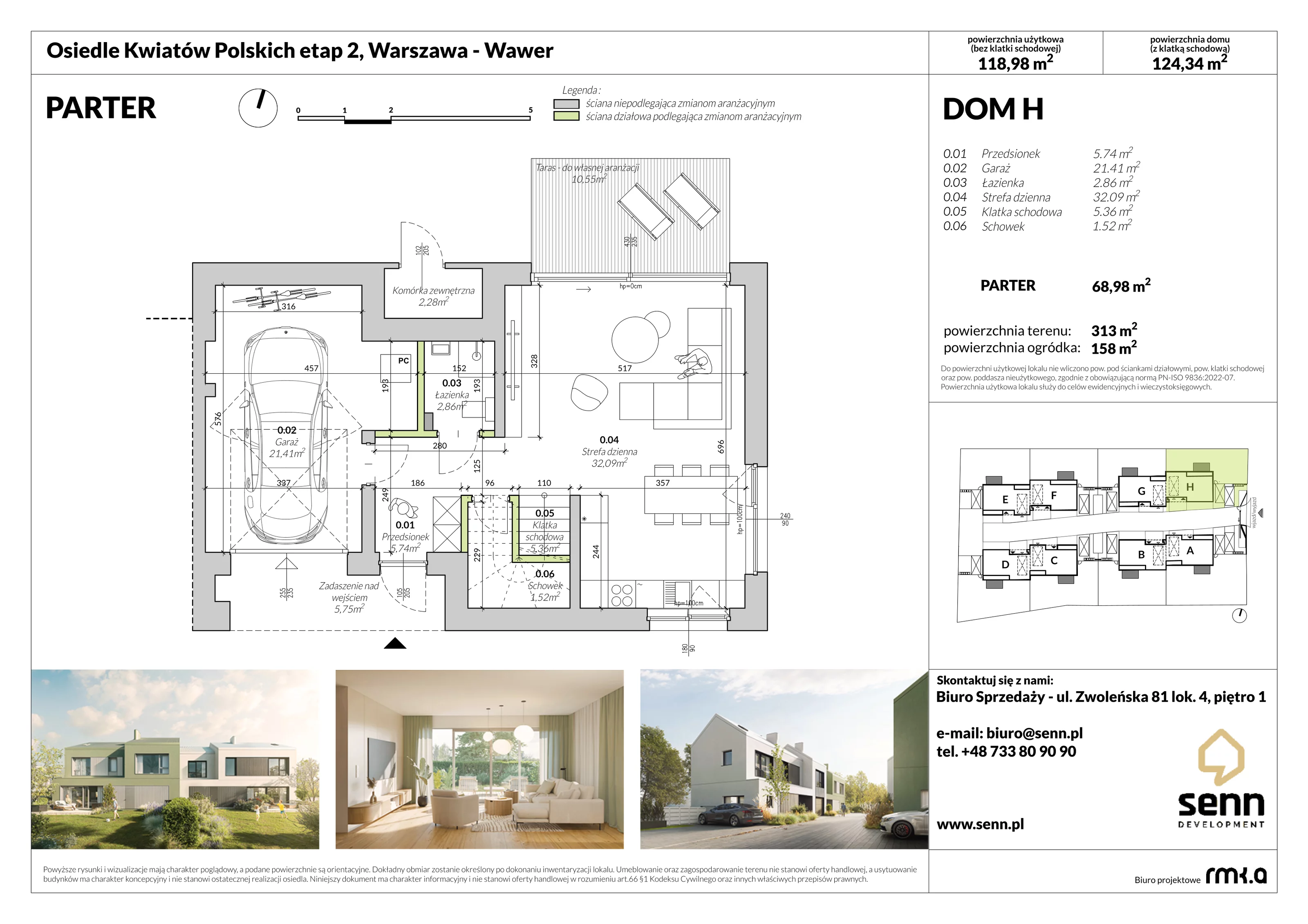 Dom i rezydencja 124,28 m², oferta nr II. H, Osiedle Kwiatów Polskich | Etapy 2 i 3, Warszawa, Wawer, Zerzeń, ul. Kwiatów Polskich 16