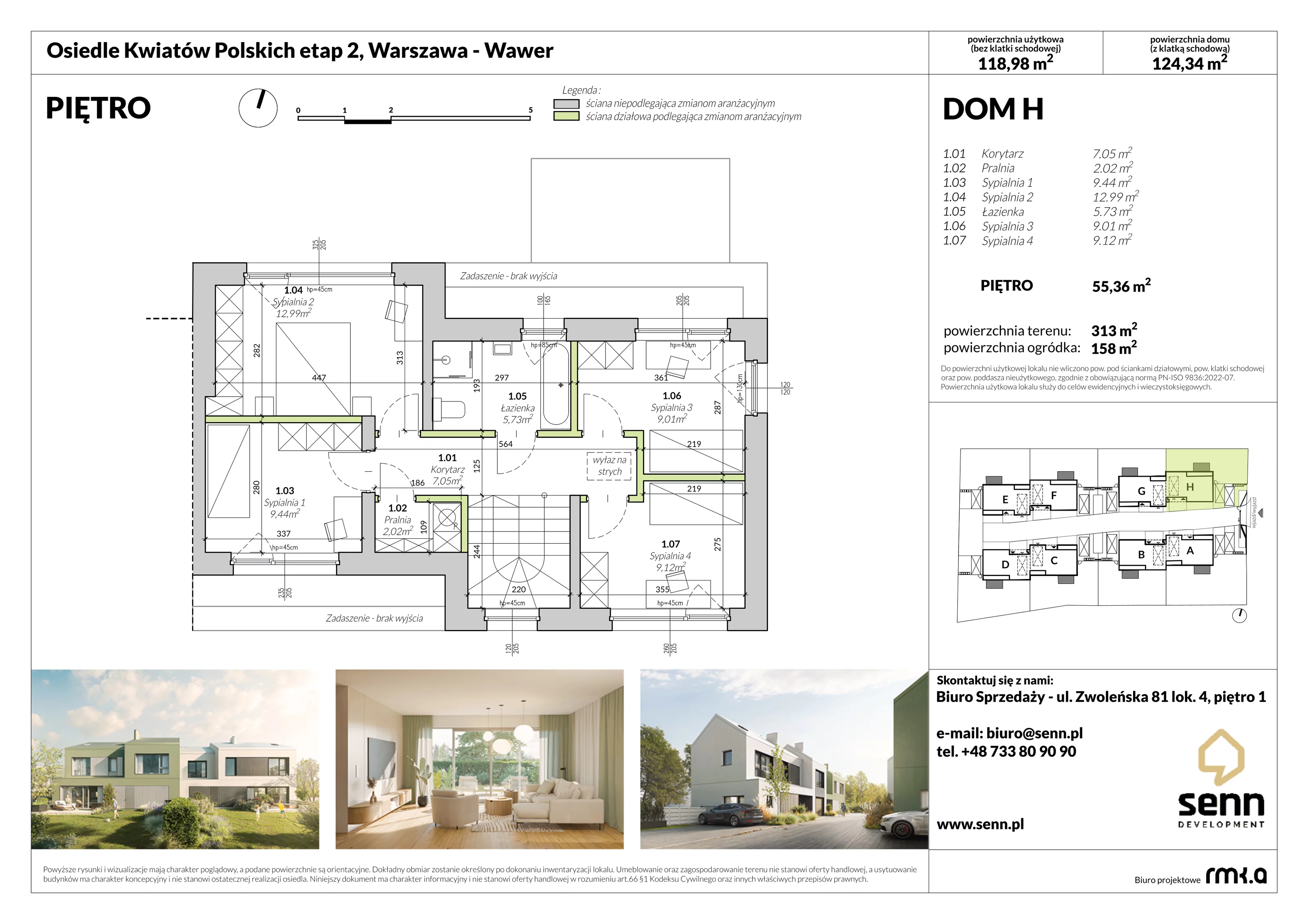 Dom i rezydencja 124,28 m², oferta nr II. H, Osiedle Kwiatów Polskich | Etapy 2 i 3, Warszawa, Wawer, Zerzeń, ul. Kwiatów Polskich 16