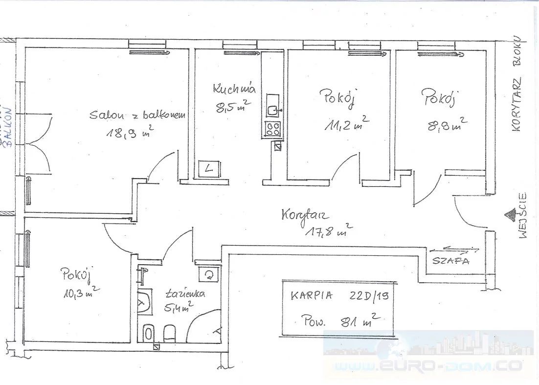 4 pokoje, mieszkanie 81,00 m², piętro 3, oferta nr , EDO-MW-4959, Poznań, Naramowice, Naramowice