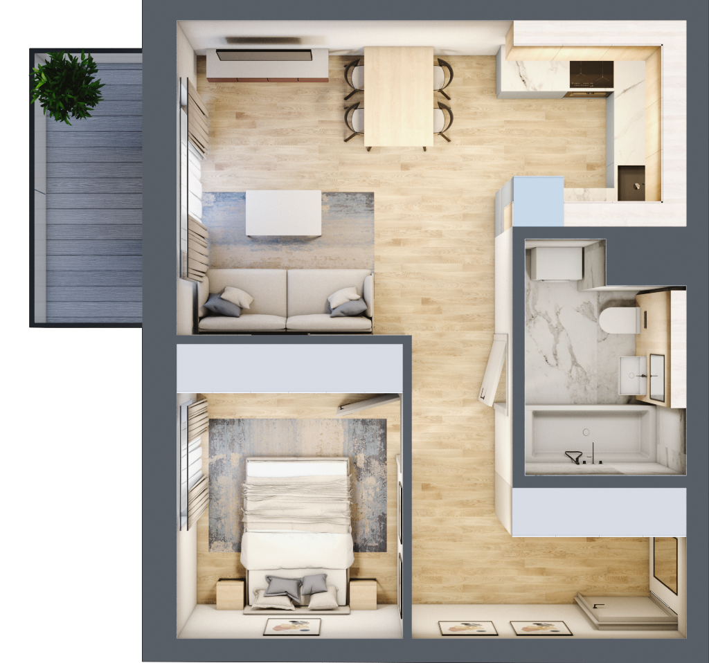 Mieszkanie 42,71 m², piętro 1, oferta nr 7A07 , Osiedle Krzeptów, Krzeptów, ul. Poziomkowa