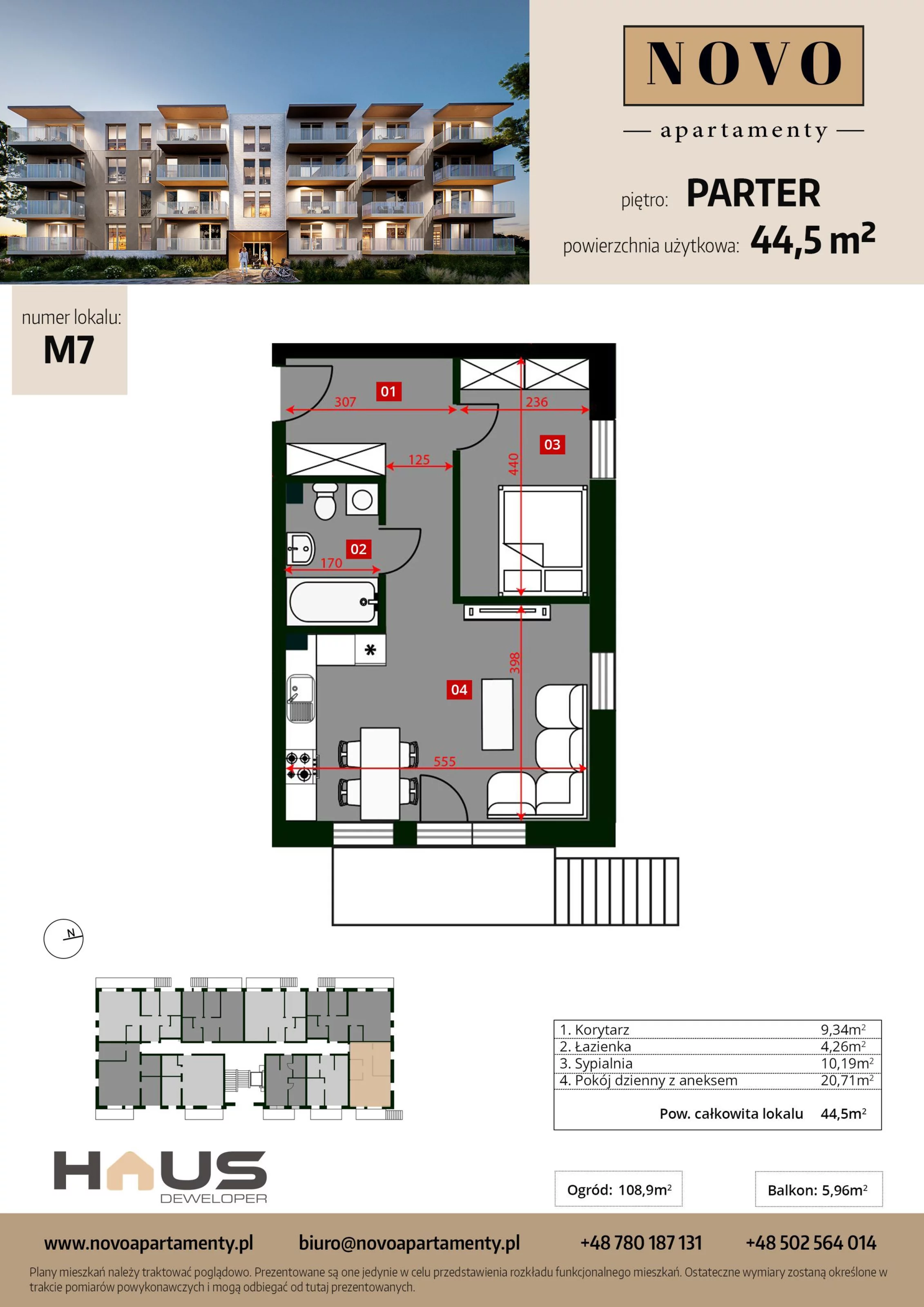 Mieszkanie 44,50 m², parter, oferta nr M7, Apartamenty NOVO, Nysa, ul. Franciszkańska