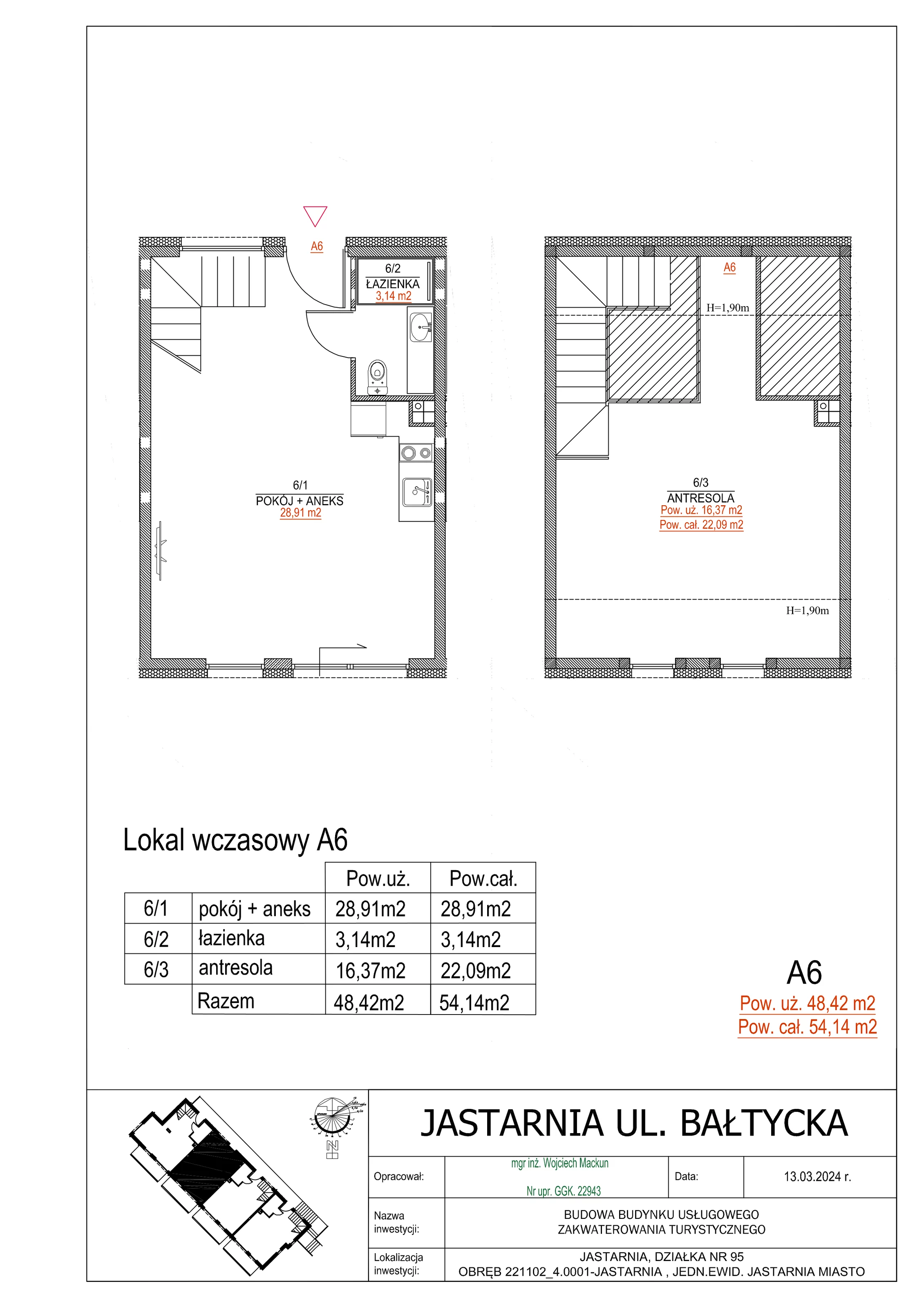 Apartament inwestycyjny 48,42 m², piętro 1, oferta nr A6, Apartamenty Wyspa, Jastarnia, ul. Bałtycka 5