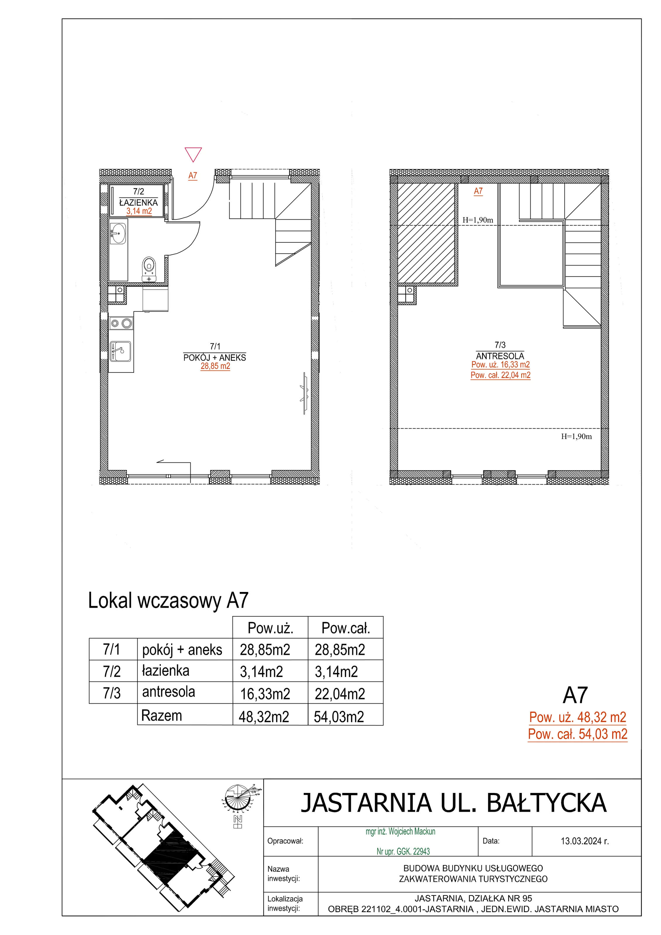 Apartament inwestycyjny 48,32 m², piętro 1, oferta nr A7, Apartamenty Wyspa, Jastarnia, ul. Bałtycka 5