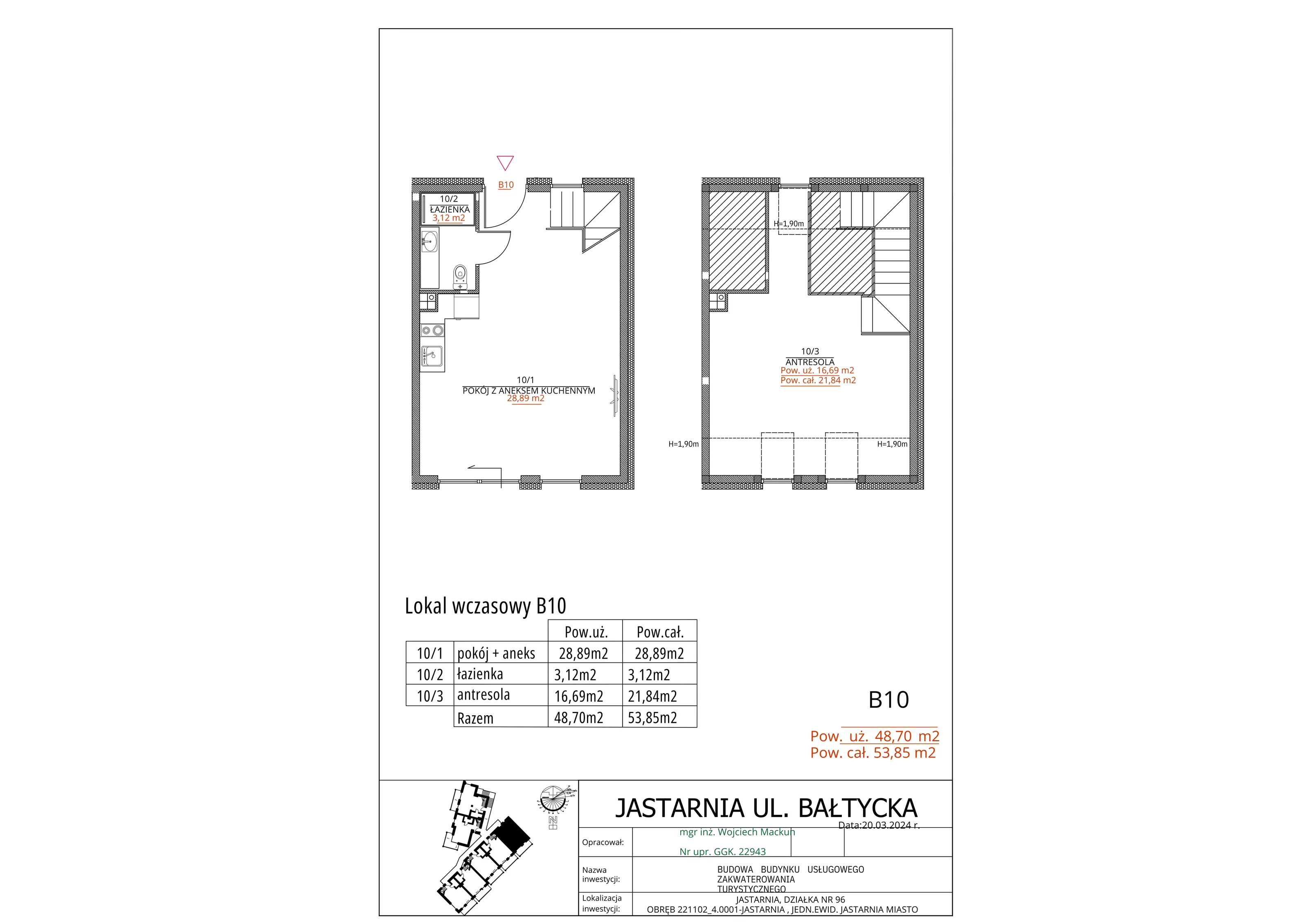 Apartament inwestycyjny 48,70 m², piętro 1, oferta nr B10, Apartamenty Wyspa, Jastarnia, ul. Bałtycka 5