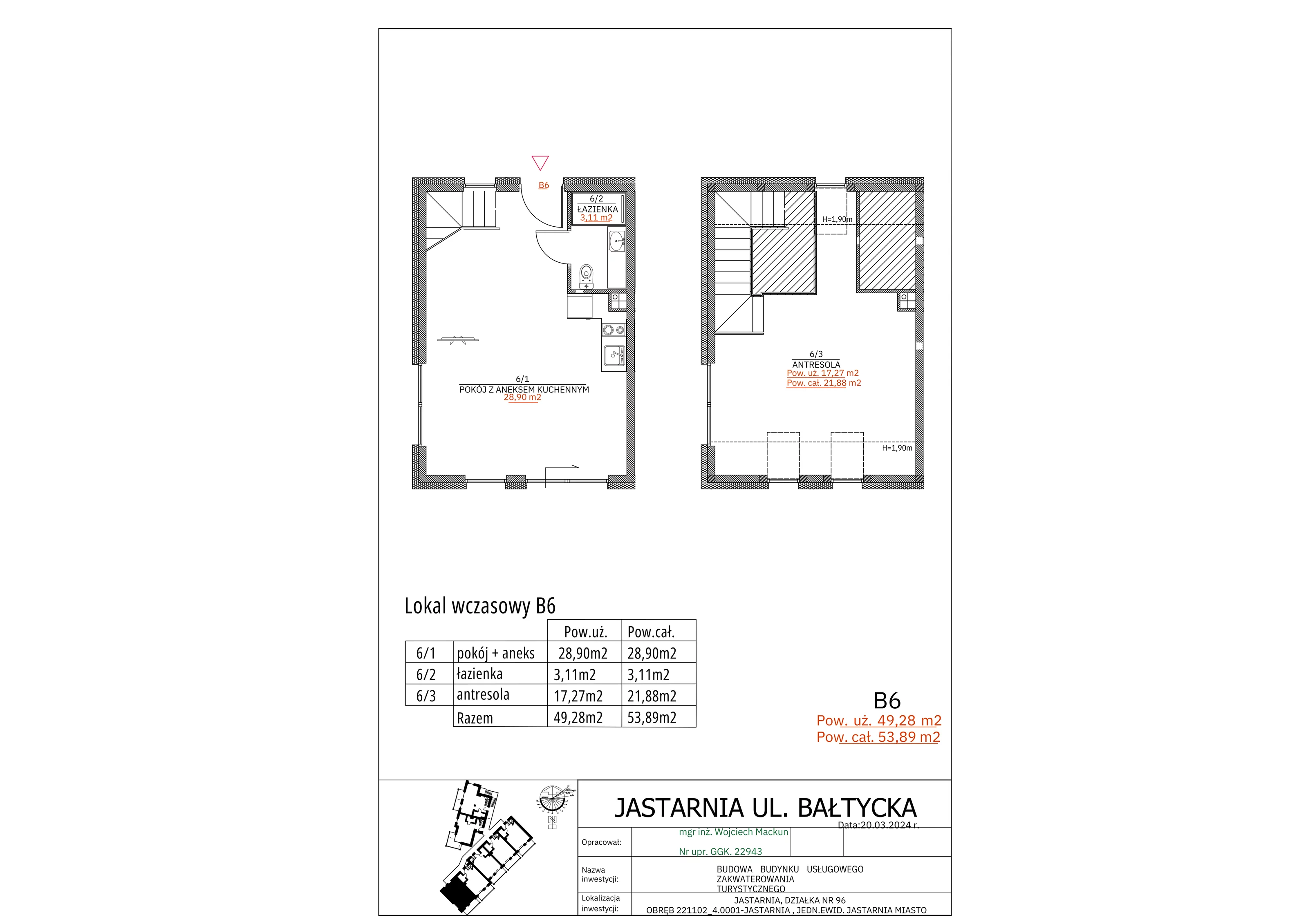 Apartament inwestycyjny 49,28 m², piętro 1, oferta nr B6, Apartamenty Wyspa, Jastarnia, ul. Bałtycka 5