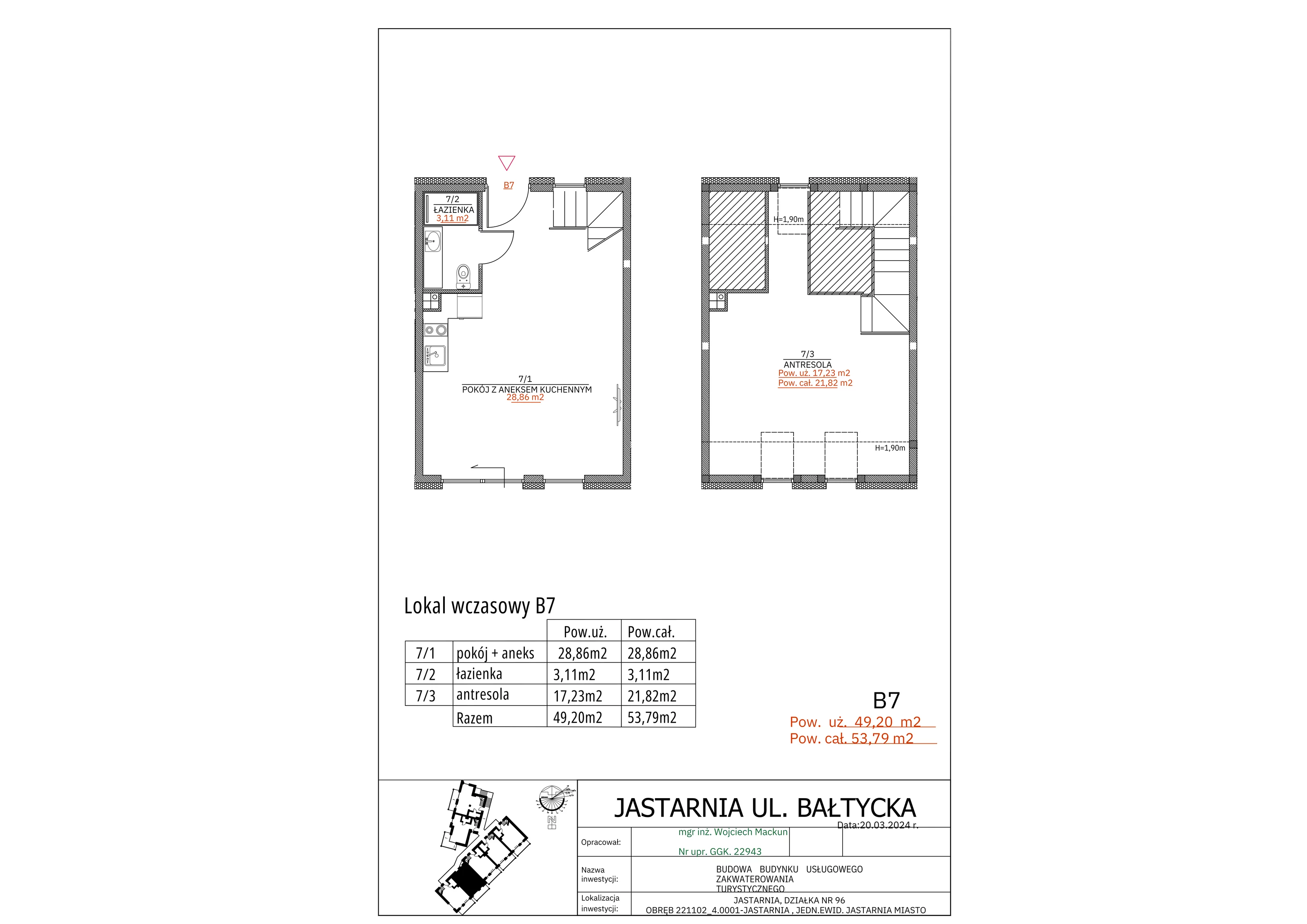 Apartament inwestycyjny 49,20 m², piętro 1, oferta nr B7, Apartamenty Wyspa, Jastarnia, ul. Bałtycka 5