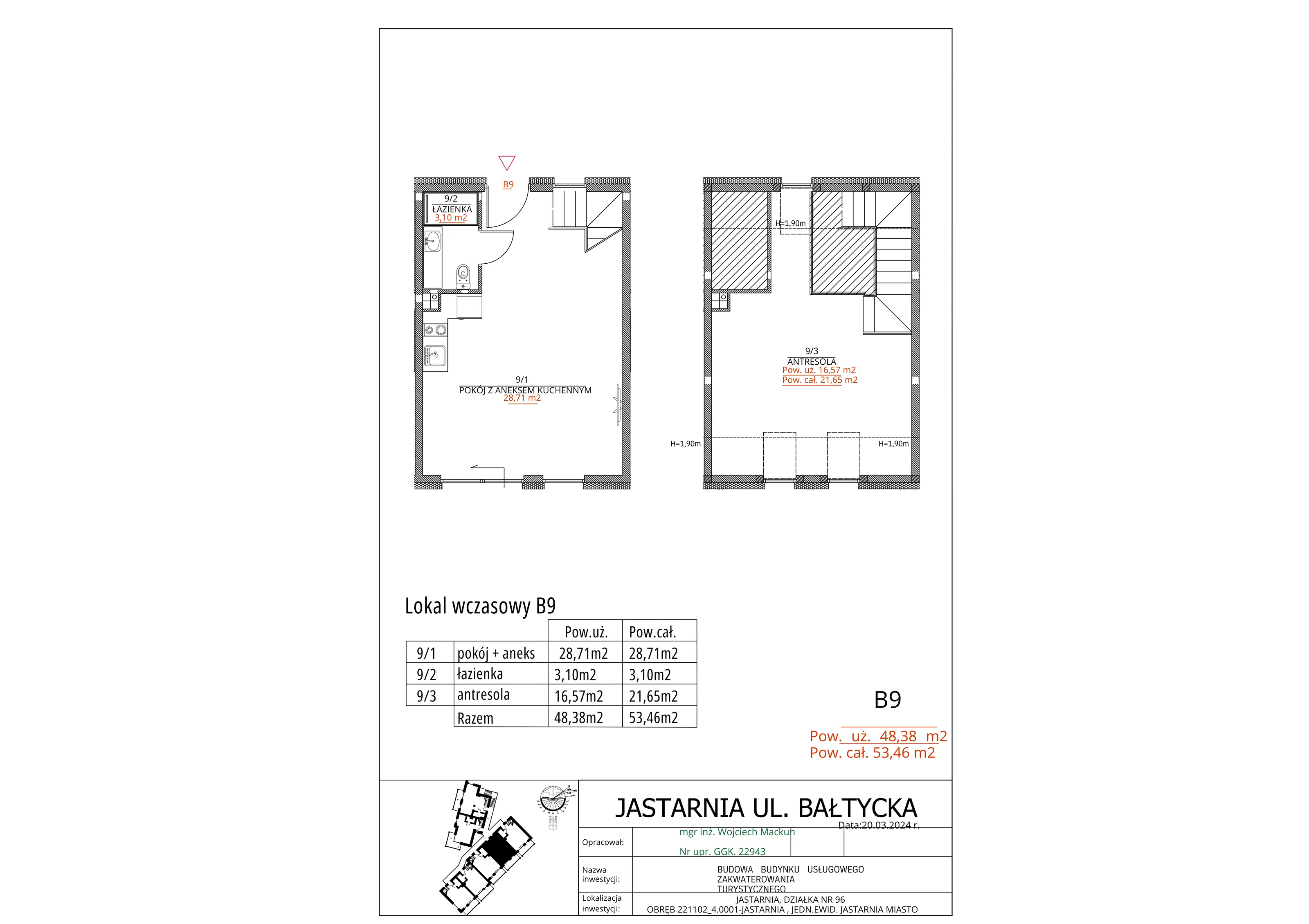 Apartament inwestycyjny 48,38 m², piętro 1, oferta nr B9, Apartamenty Wyspa, Jastarnia, ul. Bałtycka 5