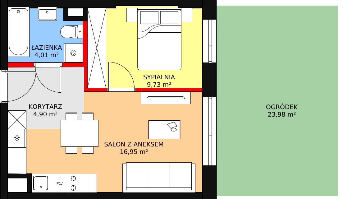 Mieszkanie 35,59 m², parter, oferta nr AA1.3, PUR na Kamionku, Warszawa, Praga Południe, Kamionek, ul. Żupnicza