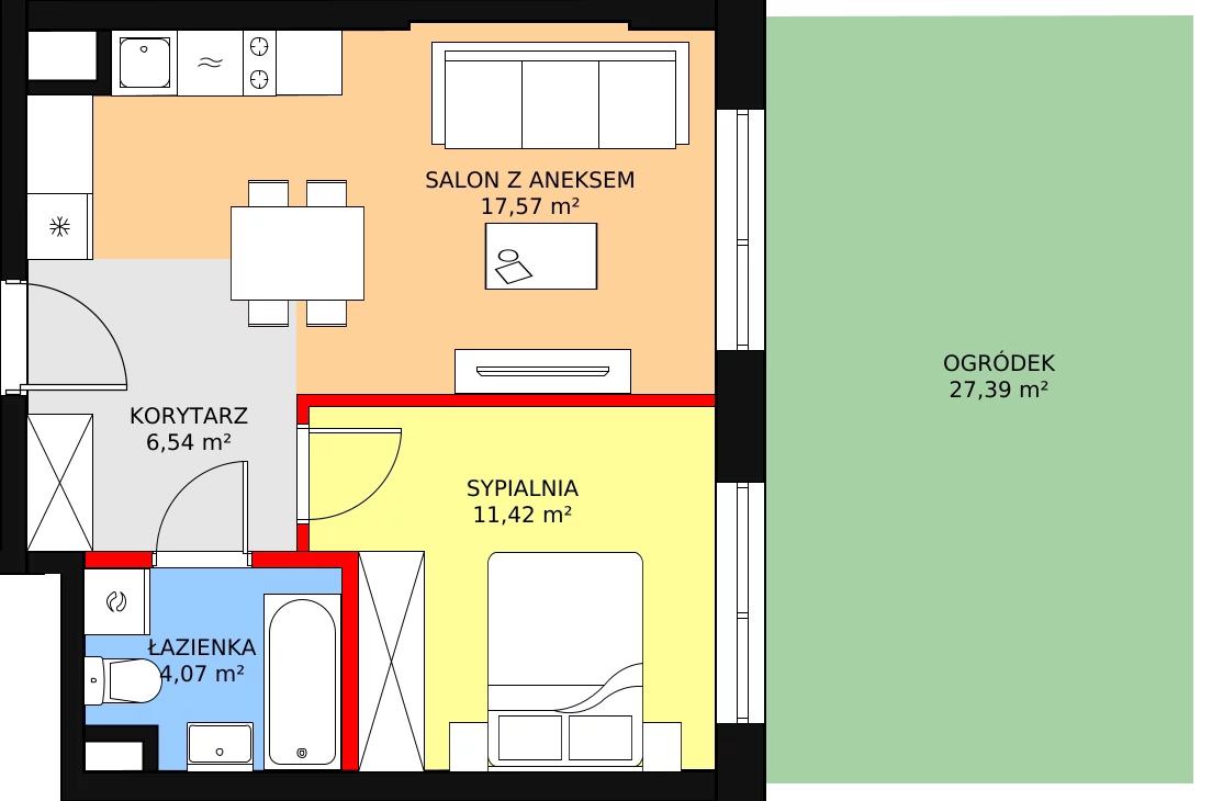 Mieszkanie 39,60 m², parter, oferta nr AA1.2, PUR na Kamionku, Warszawa, Praga Południe, Kamionek, ul. Żupnicza