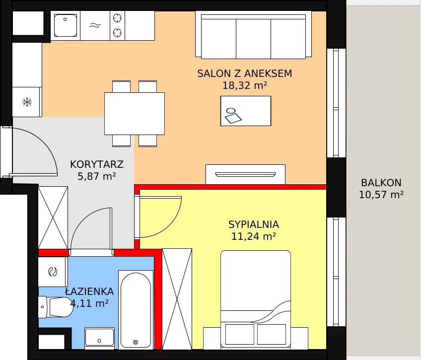 2 pokoje, mieszkanie 39,55 m², piętro 1, oferta nr AA2.2, PUR na Kamionku, Warszawa, Praga Południe, Kamionek, ul. Żupnicza