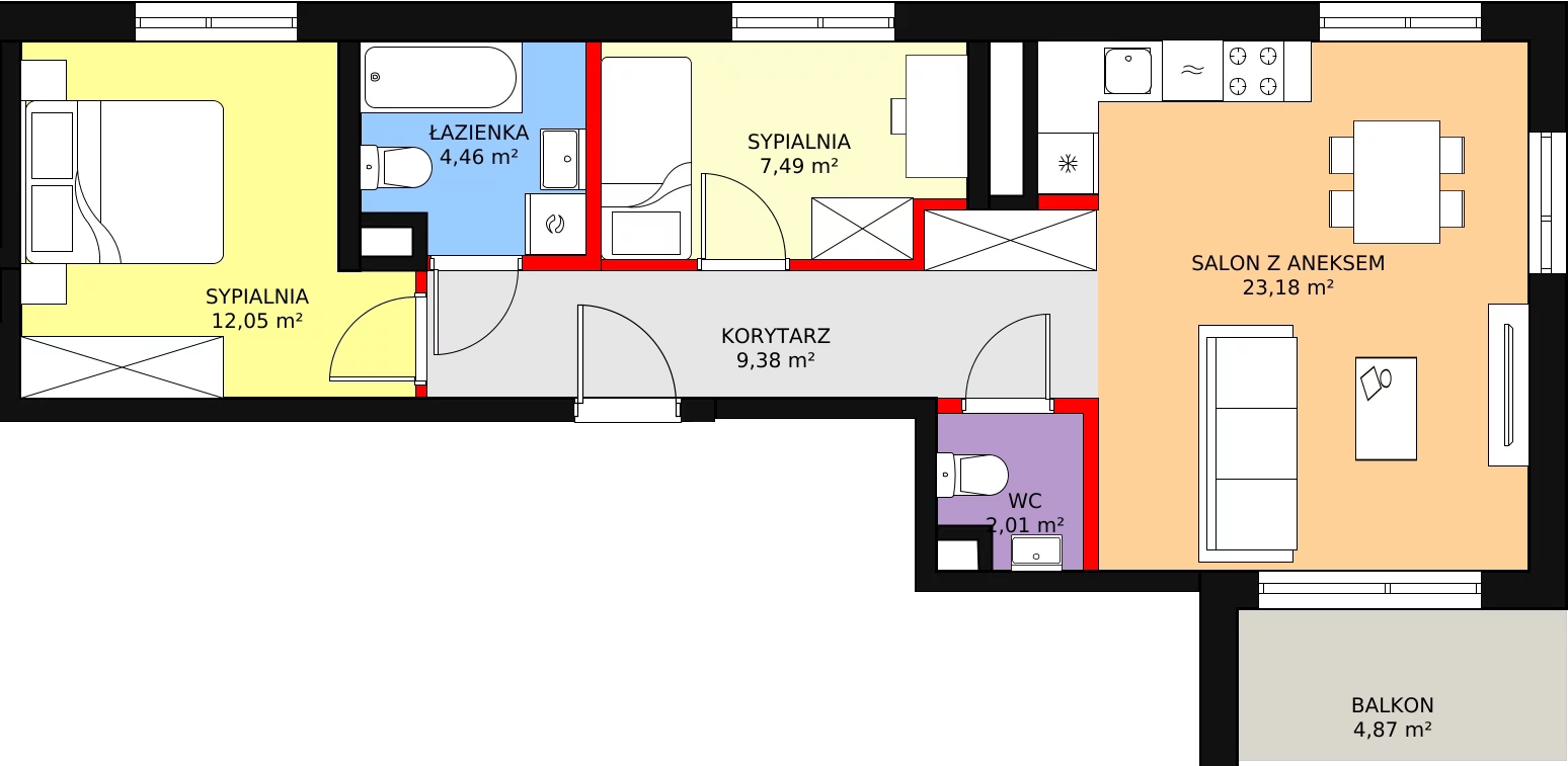 3 pokoje, apartament 58,57 m², piętro 2, oferta nr AA3.6, PUR na Kamionku, Warszawa, Praga Południe, Kamionek, ul. Żupnicza