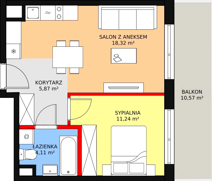 Mieszkanie 39,55 m², piętro 3, oferta nr AA4.2, PUR na Kamionku, Warszawa, Praga Południe, Kamionek, ul. Żupnicza