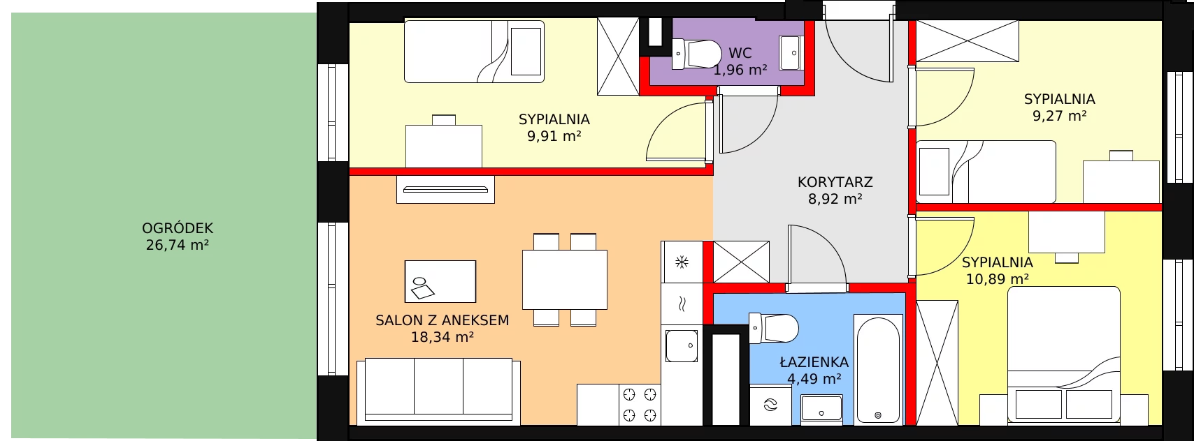 4 pokoje, mieszkanie 63,78 m², parter, oferta nr AB1.3, PUR na Kamionku, Warszawa, Praga Południe, Kamionek, ul. Żupnicza