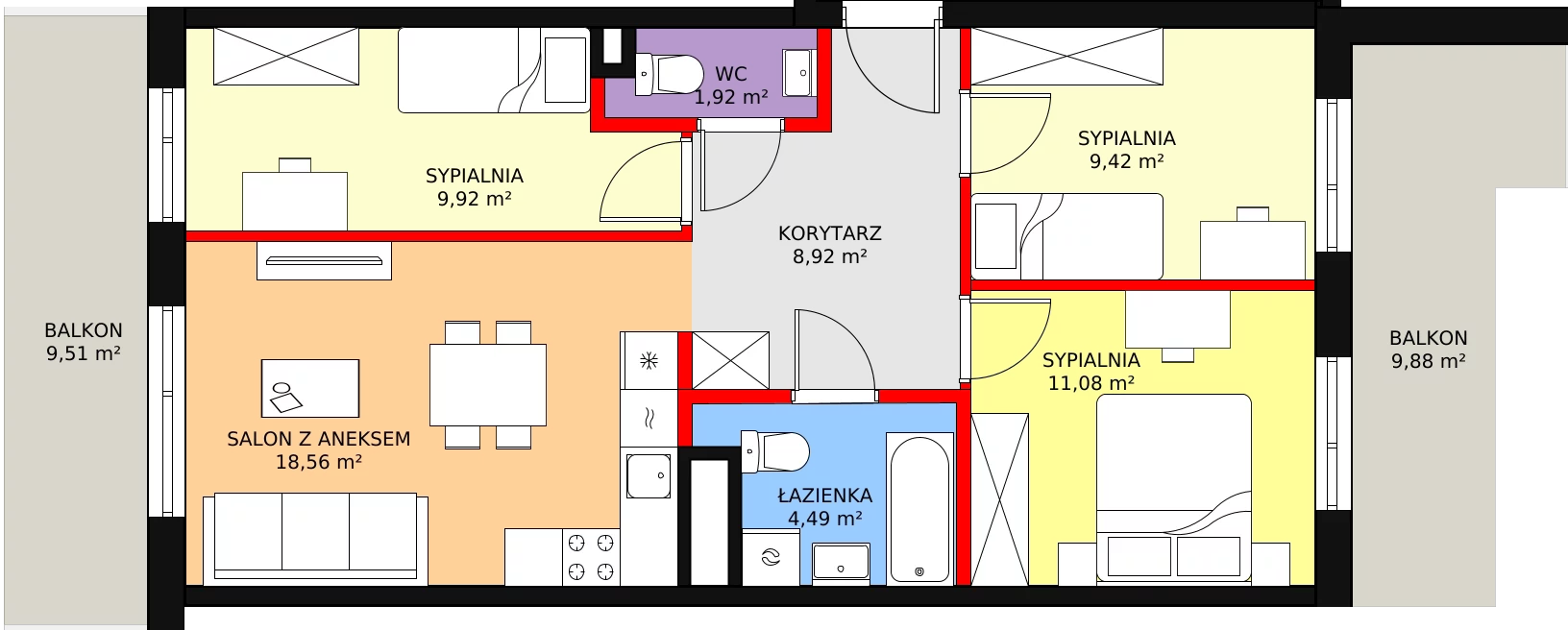 4 pokoje, apartament 64,31 m², piętro 1, oferta nr AB2.4, PUR na Kamionku, Warszawa, Praga Południe, Kamionek, ul. Żupnicza