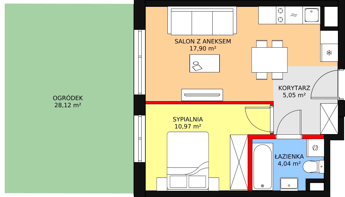 Mieszkanie 37,96 m², parter, oferta nr AC1.3, PUR na Kamionku, Warszawa, Praga Południe, Kamionek, ul. Żupnicza