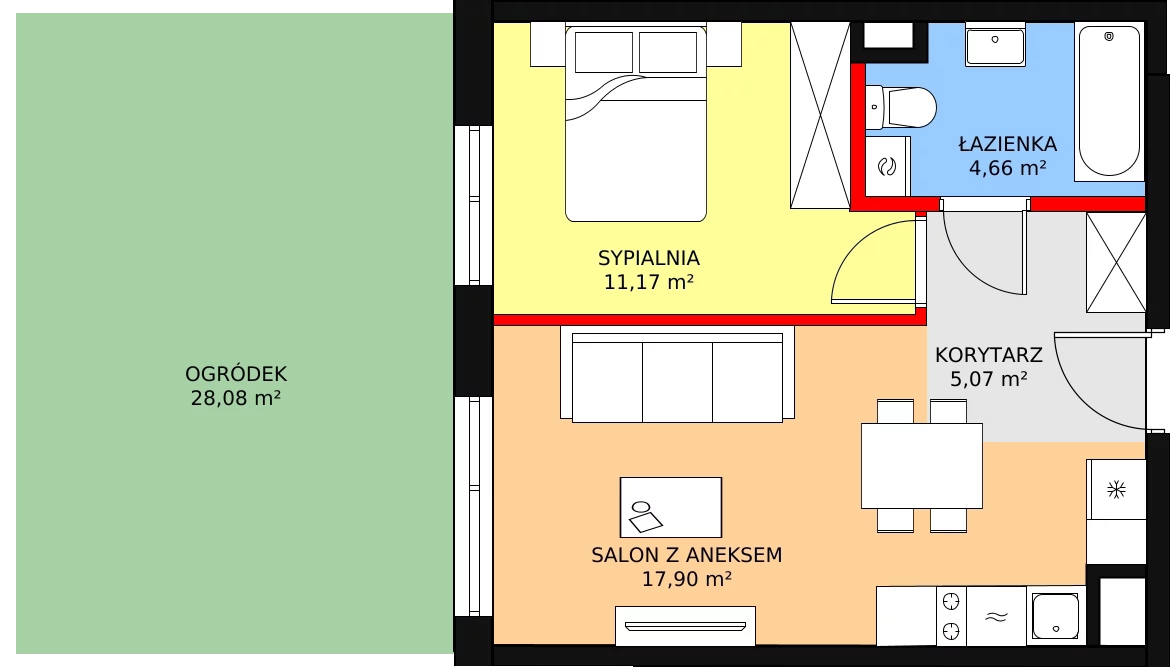 Mieszkanie 38,80 m², parter, oferta nr AC1.2, PUR na Kamionku, Warszawa, Praga Południe, Kamionek, ul. Żupnicza