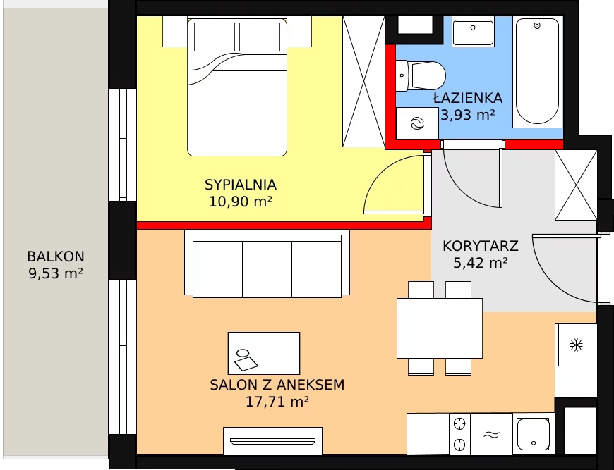 Mieszkanie 37,96 m², piętro 2, oferta nr AC3.2, PUR na Kamionku, Warszawa, Praga Południe, Kamionek, ul. Żupnicza