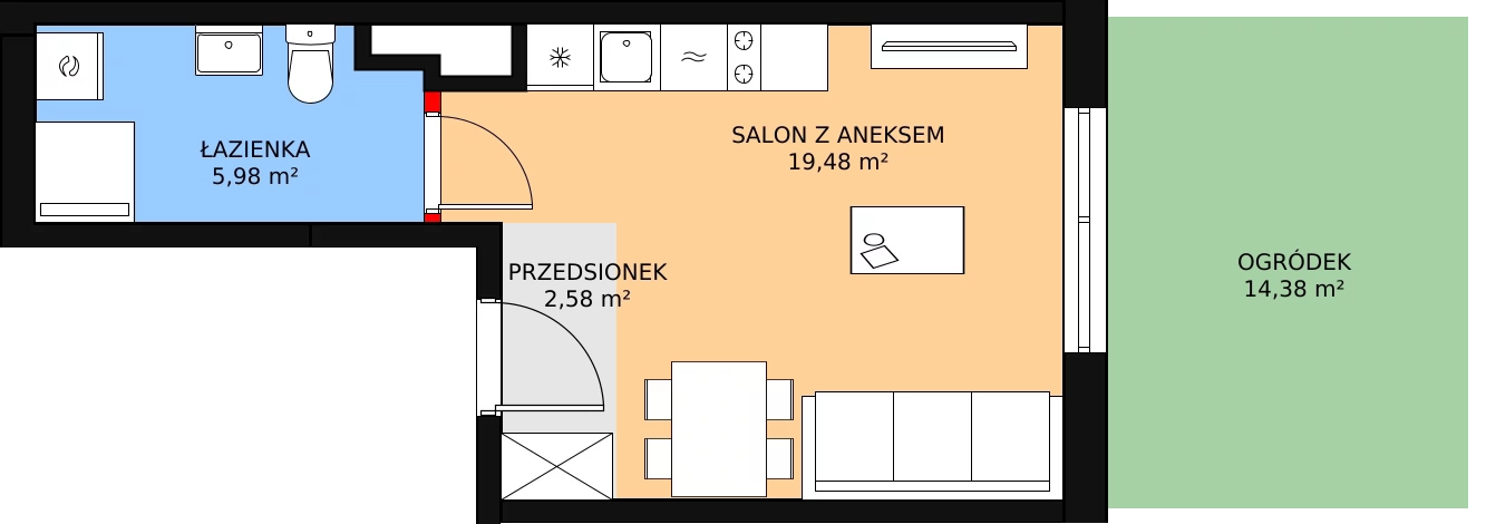 Mieszkanie 28,04 m², parter, oferta nr AD1.4, PUR na Kamionku, Warszawa, Praga Południe, Kamionek, ul. Żupnicza